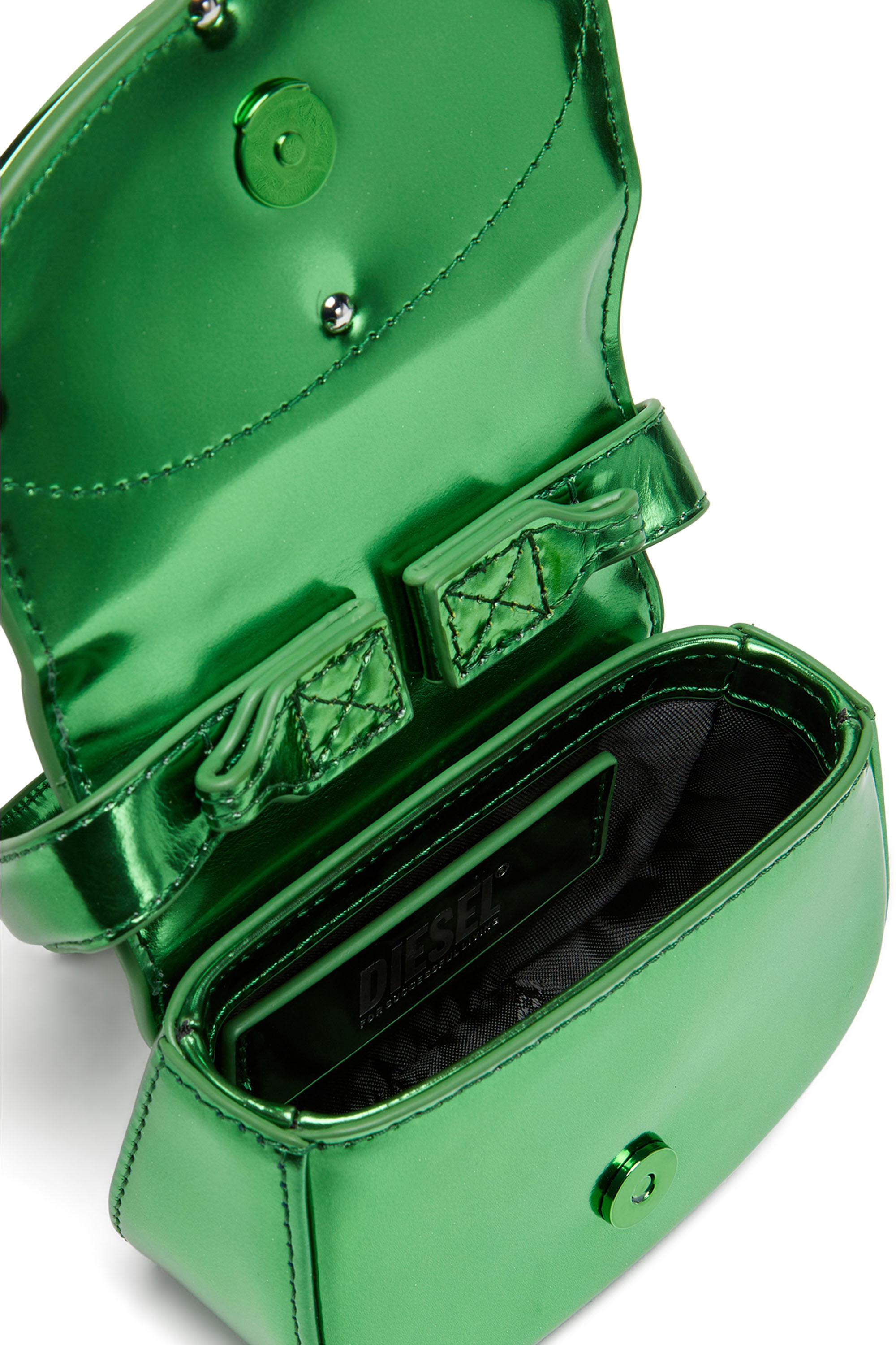 Diesel - 1DR-XS-S, Woman 1DR-XS-S-Iconic mini bag in mirrored leather in Green - Image 4