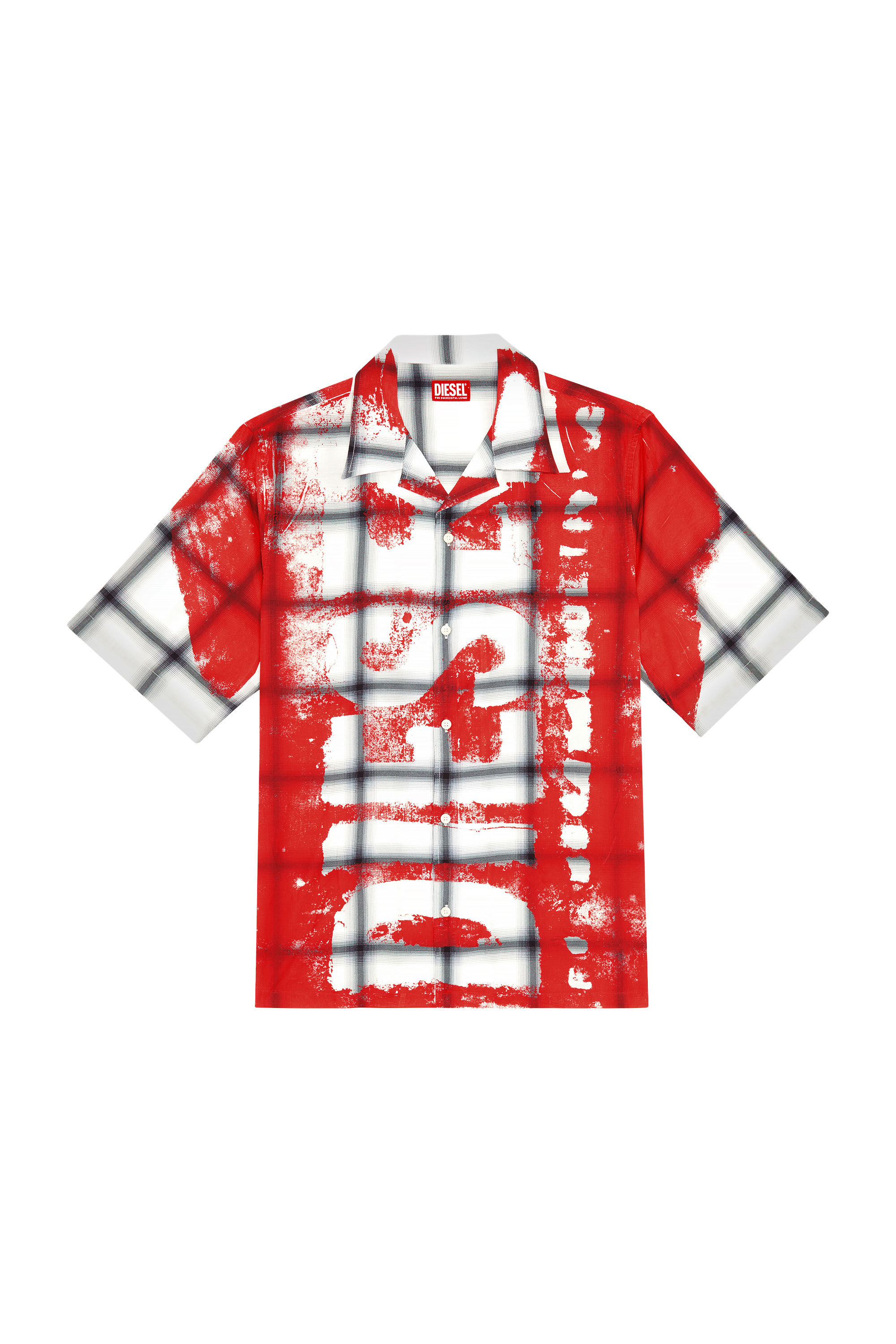 Diesel - S-NABIL, Man Check bowling shirt with fading logo in Multicolor - Image 4