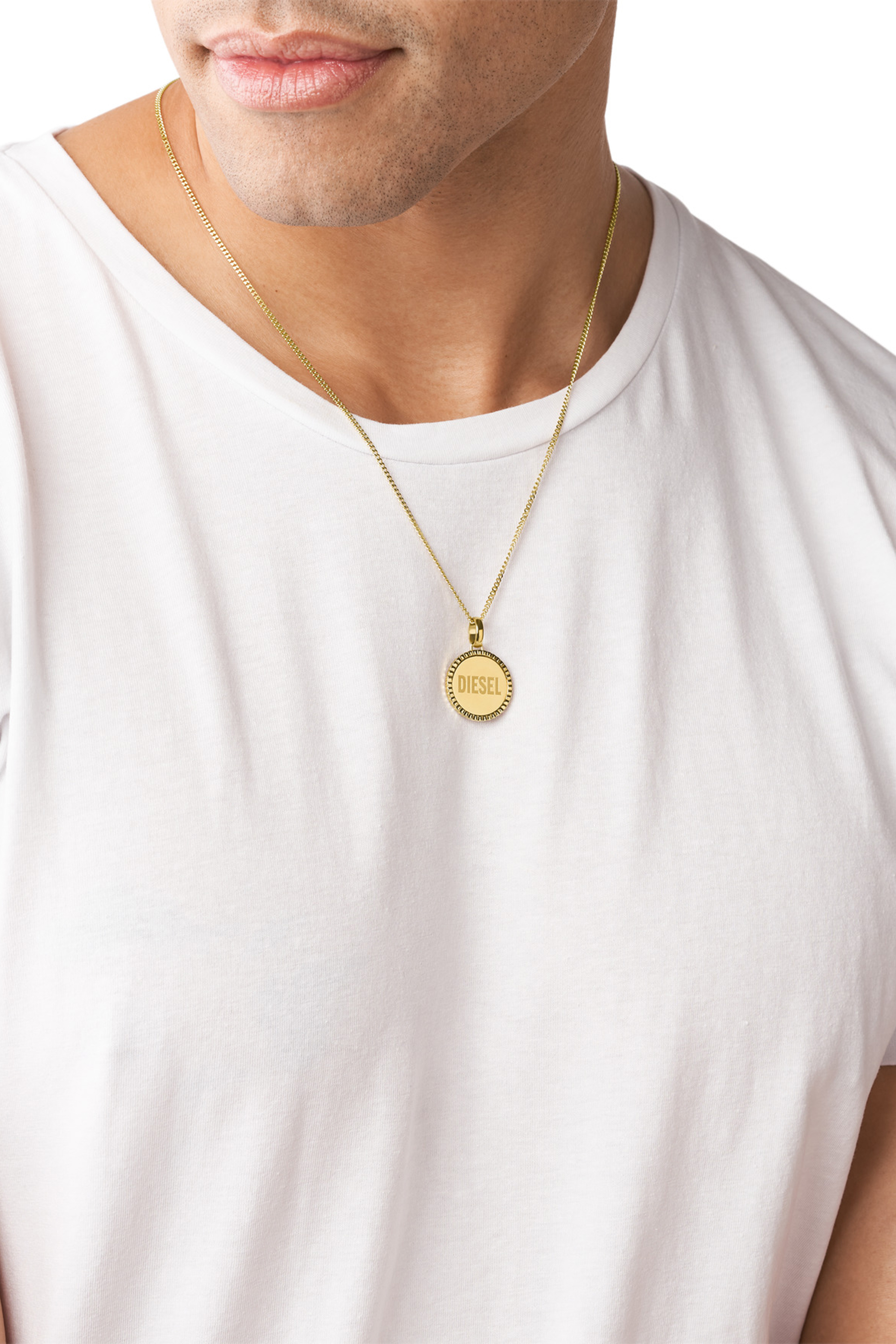 Diesel - DX1361, Unisex Gold stainless steel pendant necklace in Oro - Image 3