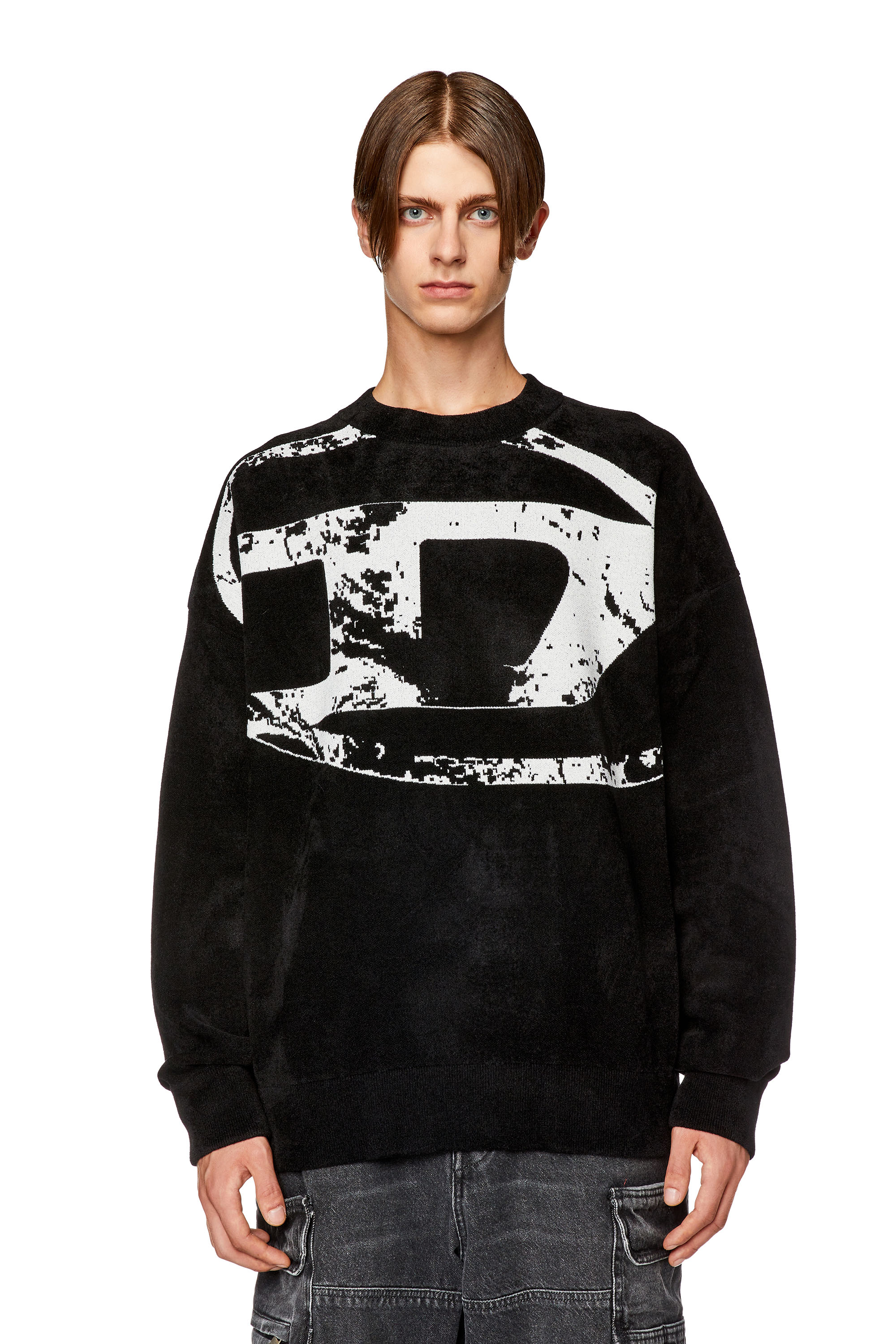 Diesel - K-TRIA, Man Sweatshirt with distressed oval D in Black - Image 3