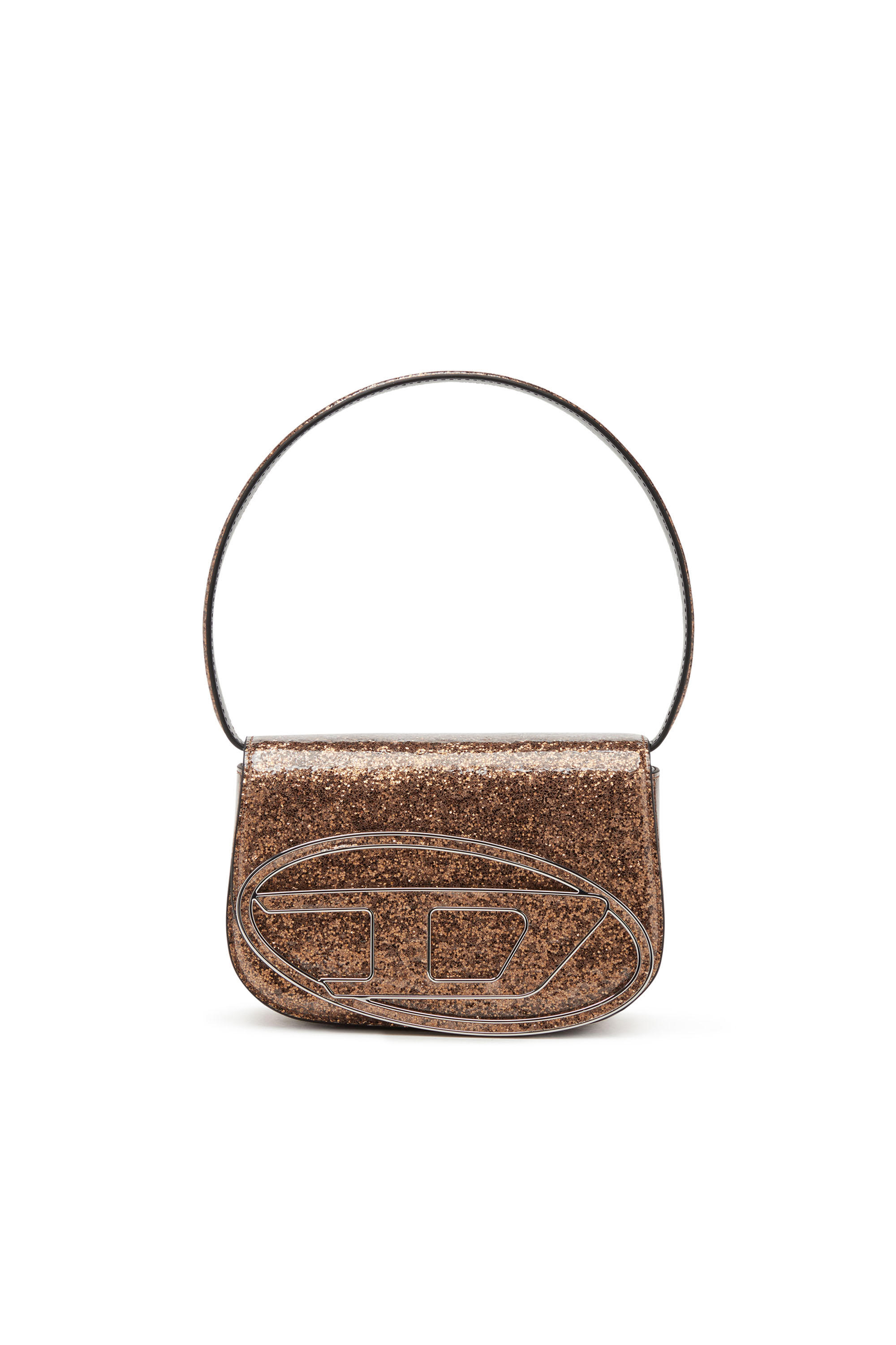 Diesel - 1DR, Woman 1DR-Iconic shoulder bag with macro glitter in Brown - Image 1