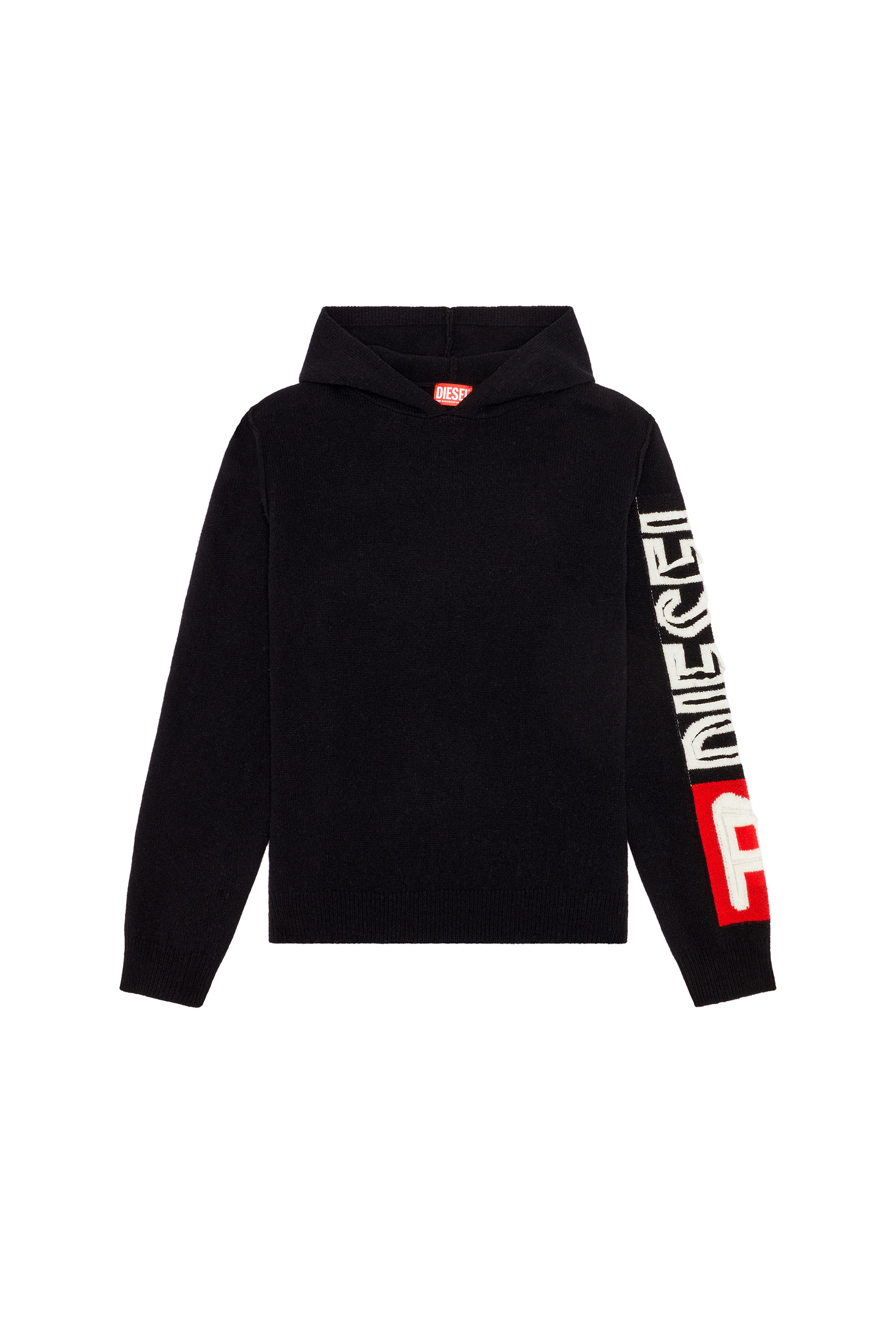 Diesel - K-TELENDO, Man Wool hoodie with cut-up logo in Black - Image 4