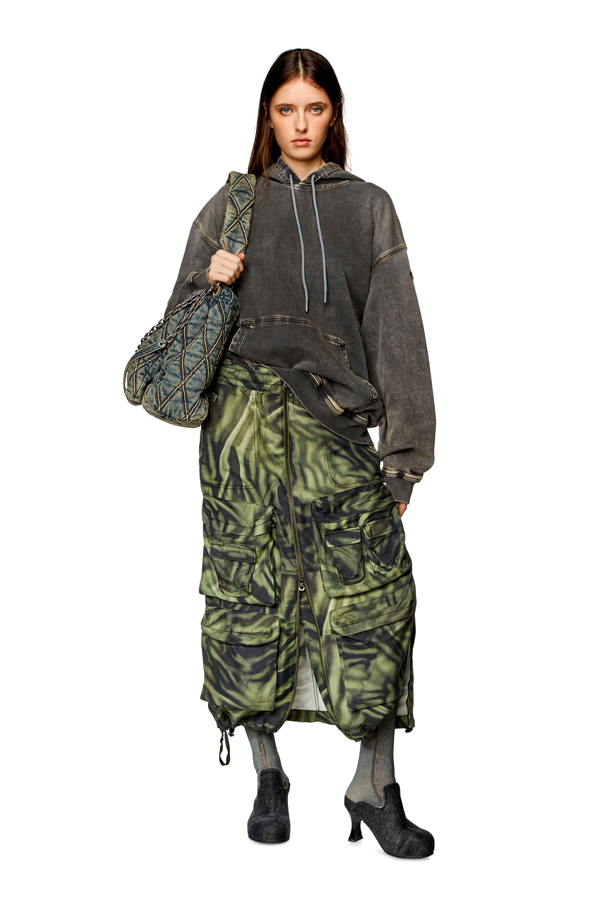 Diesel - O-MIRTOW, Mujer Falda larga cargo con estampado de camuflaje de cebra in Multicolor - Image 2
