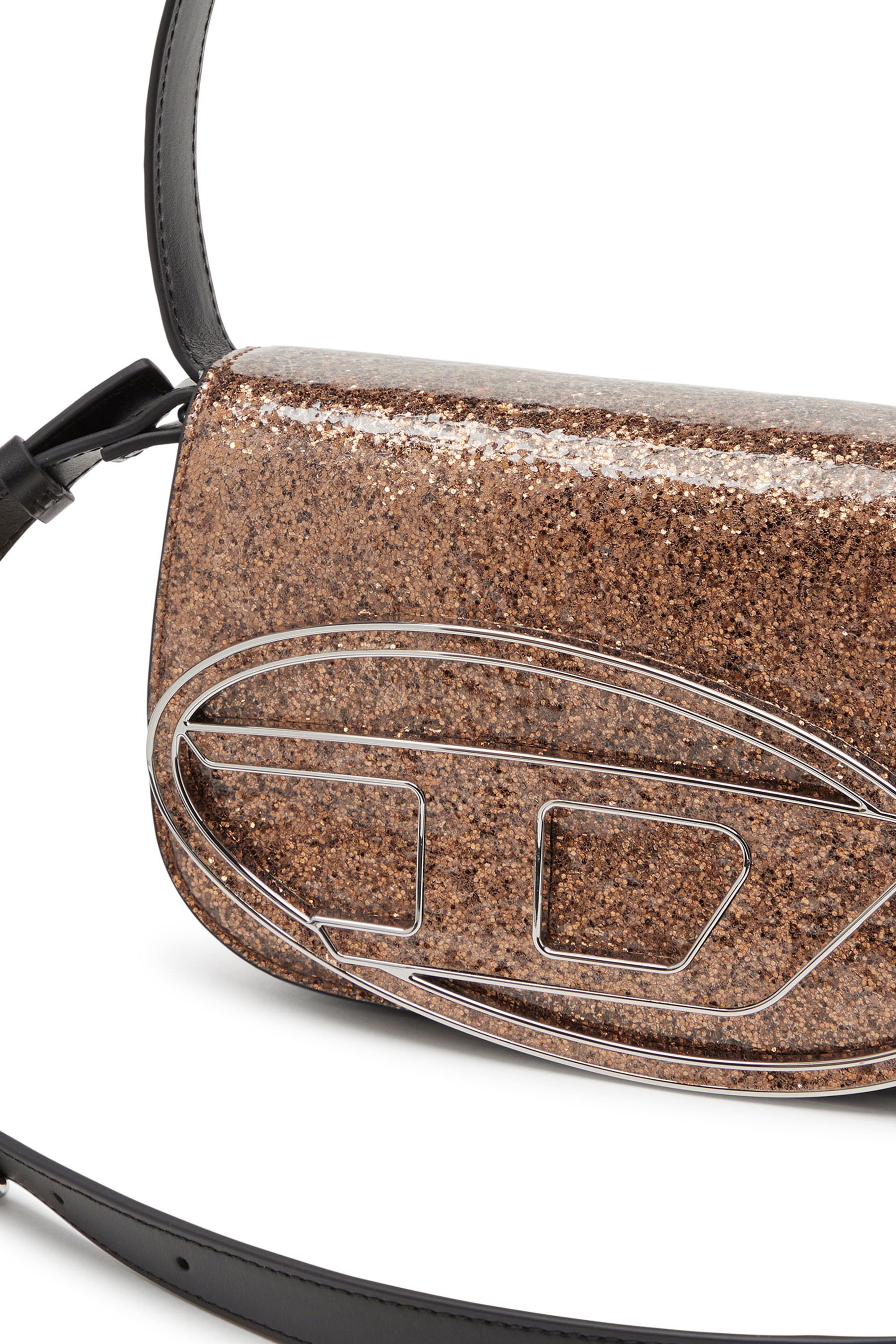 Diesel - 1DR, Woman 1DR-Iconic shoulder bag with macro glitter in Brown - Image 5