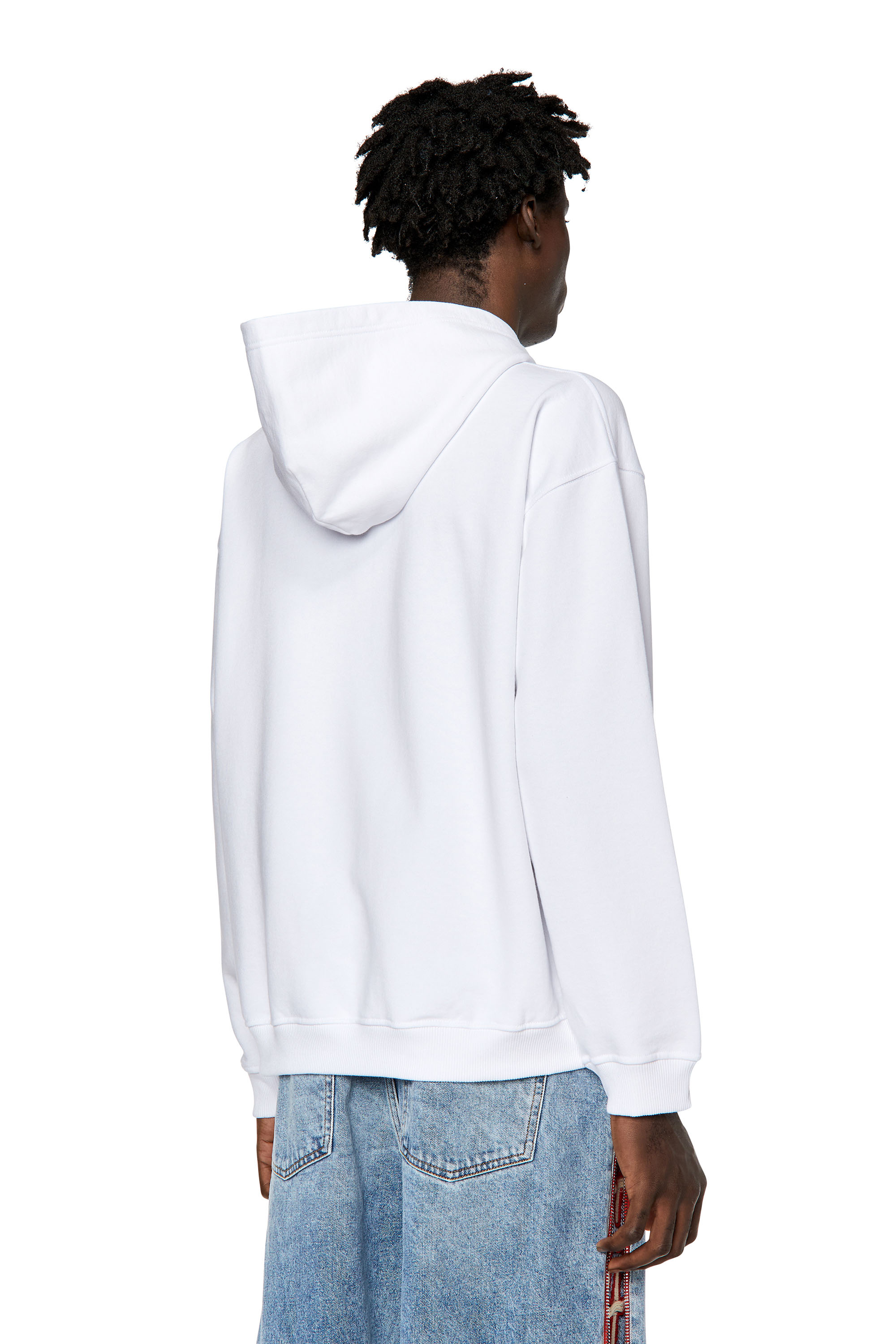 Diesel - S-NLABEL-HOOD, Man Hoodie with frayed logo patch in White - Image 3