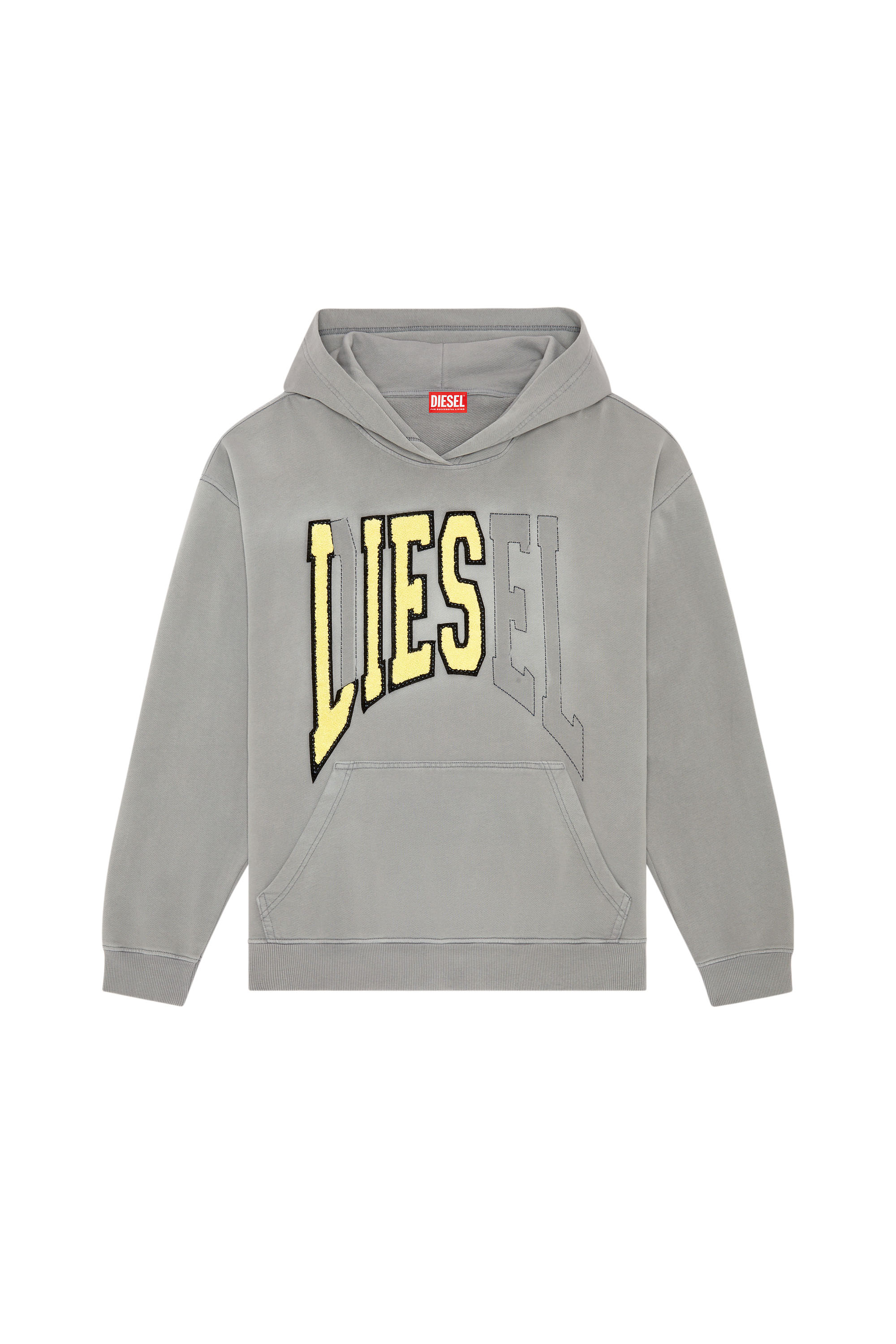 Diesel - S-BOXT-HOOD, Man College hoodie with LIES patches in Grey - Image 4