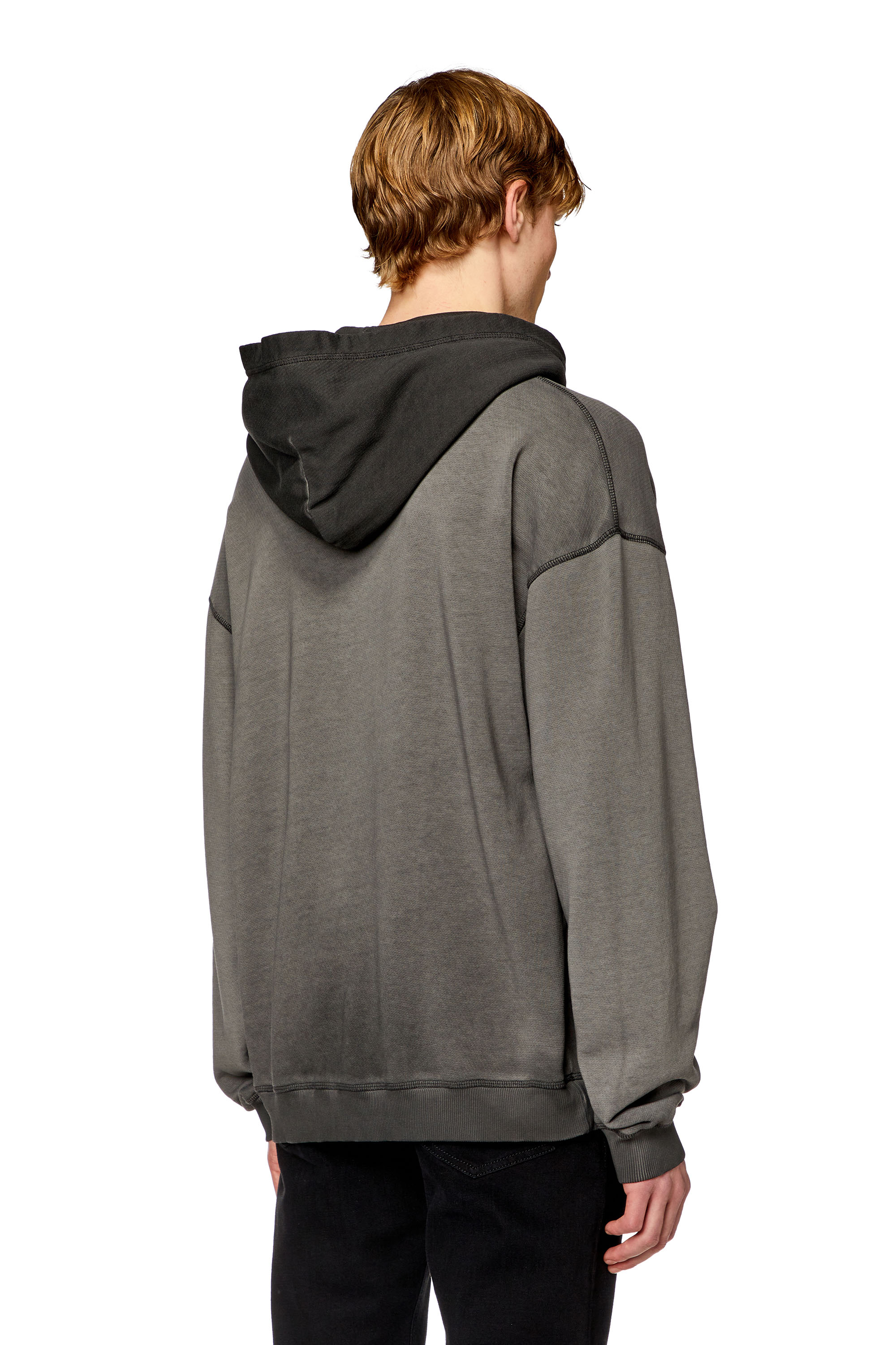 Diesel - S-BOXT-HOOD-N10, Man Faded hoodie with heart print in Black - Image 2