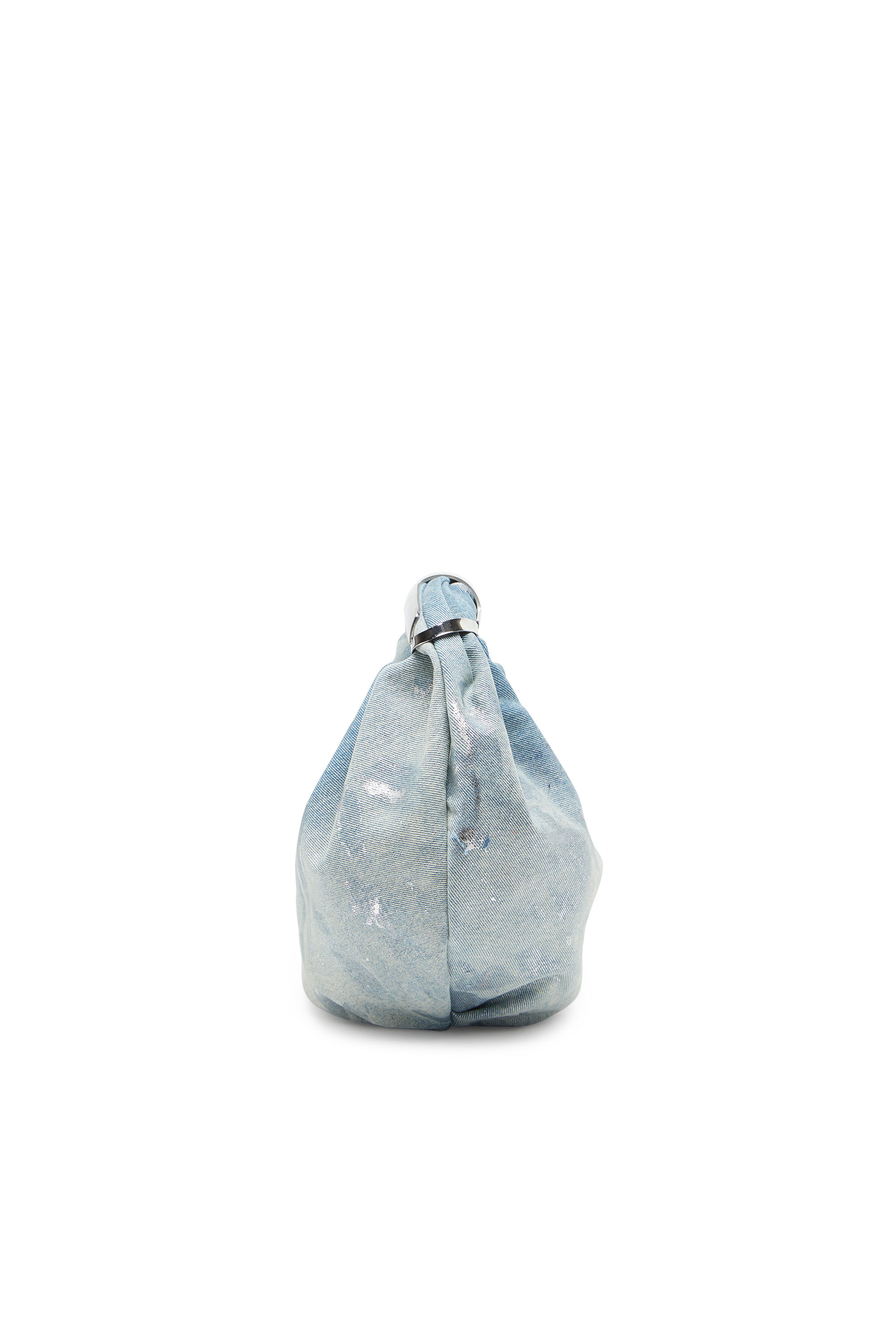 Diesel - GRAB-D HOBO S, Woman Grab-D S-Washed denim hobo bag with rolled Oval D in Blue - Image 3