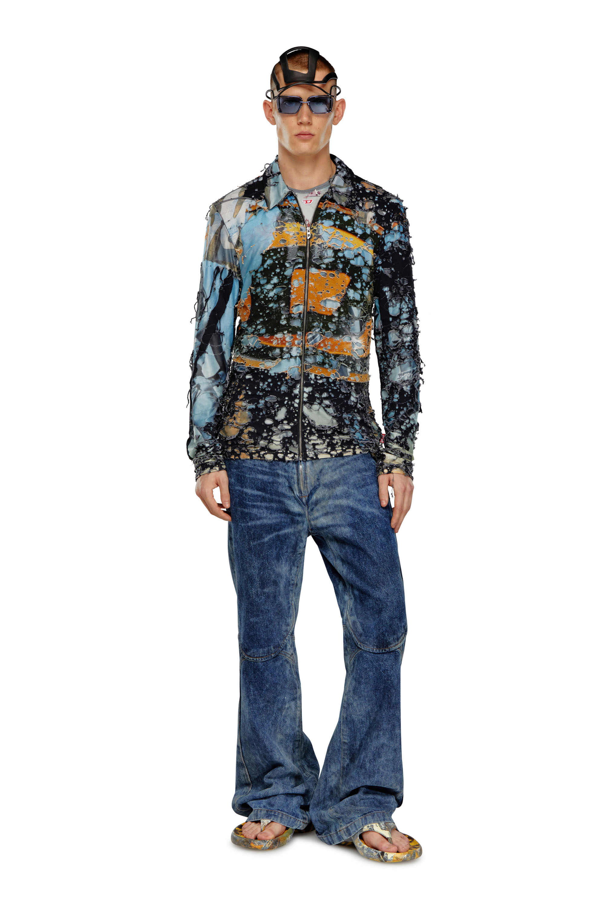 Diesel - S-CORN-PEEL, Man Destroyed shirt with cinema prints in Multicolor - Image 2