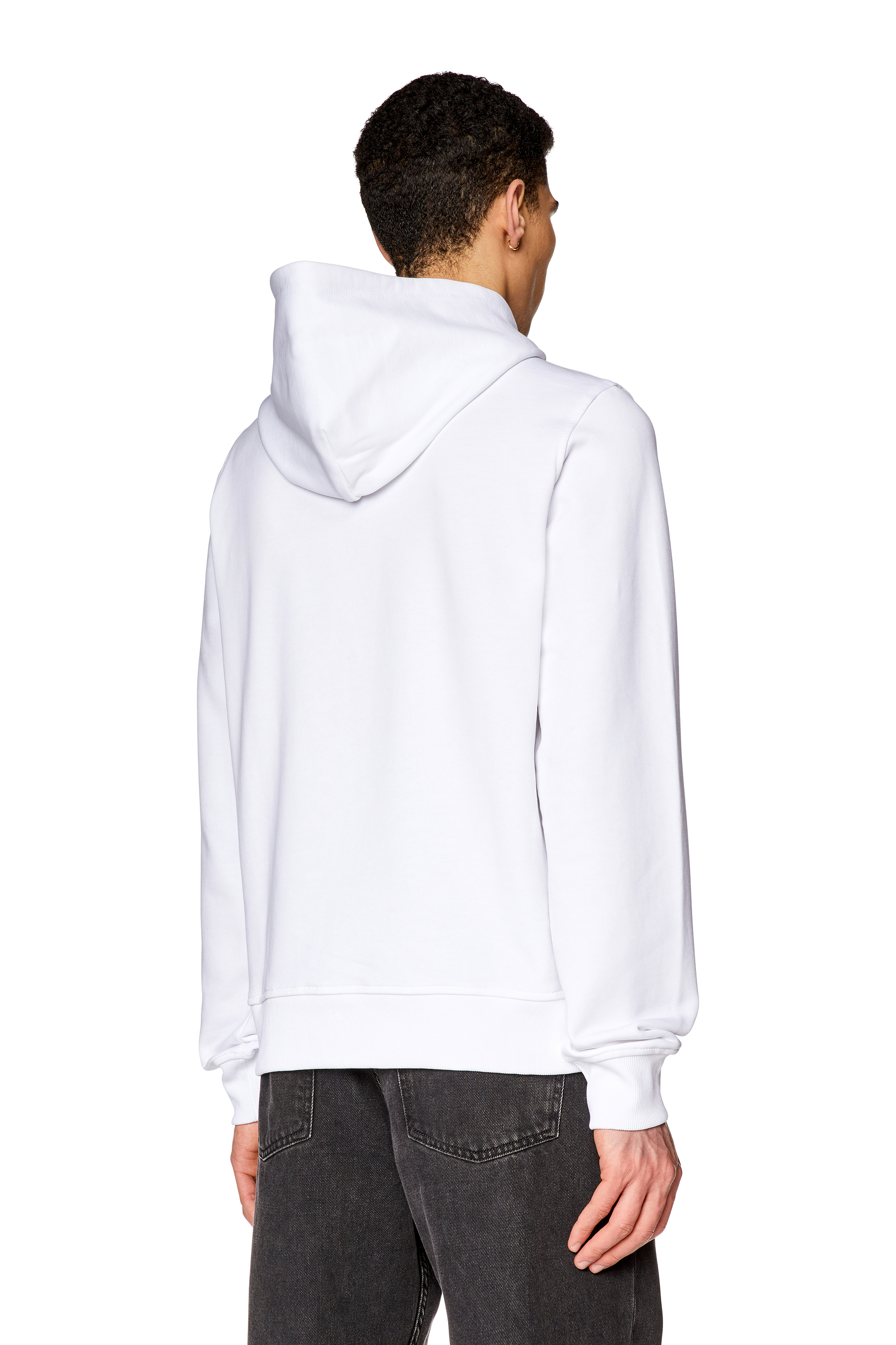 Diesel - S-GINN-HOOD-D, Man Cotton hoodie with mini D patch in White - Image 3