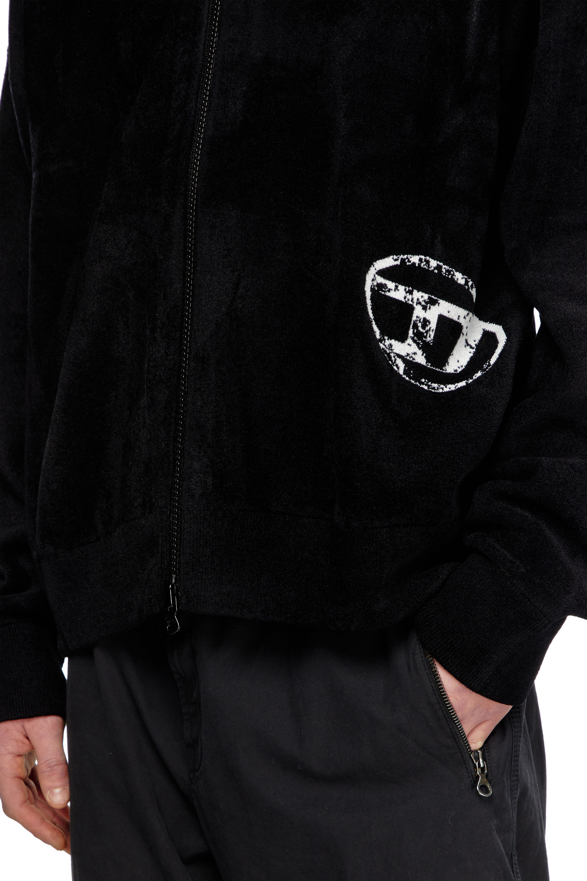 Diesel - K-TRIAJACK, Man Track jacket with distressed oval D in Black - Image 3