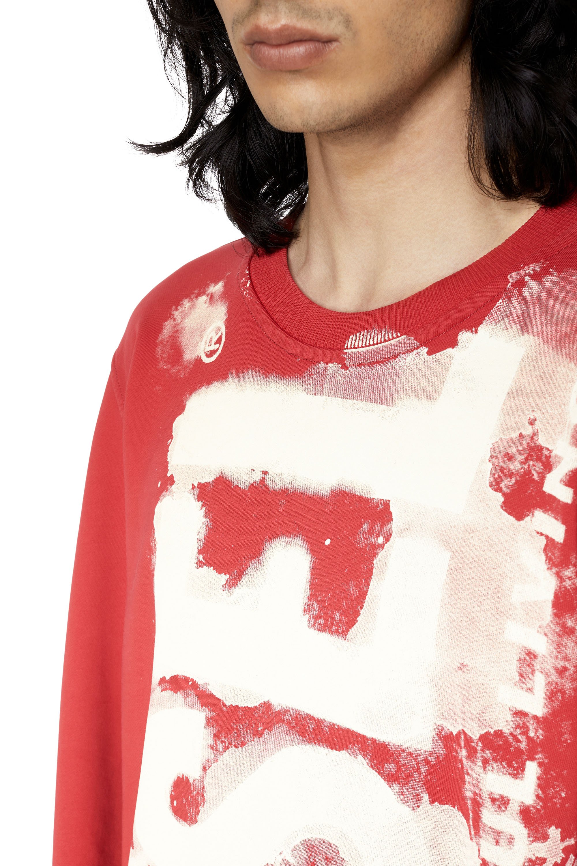 Diesel - S-GINN-E5, Man Sweatshirt with bleeding-effect logo in Red - Image 4