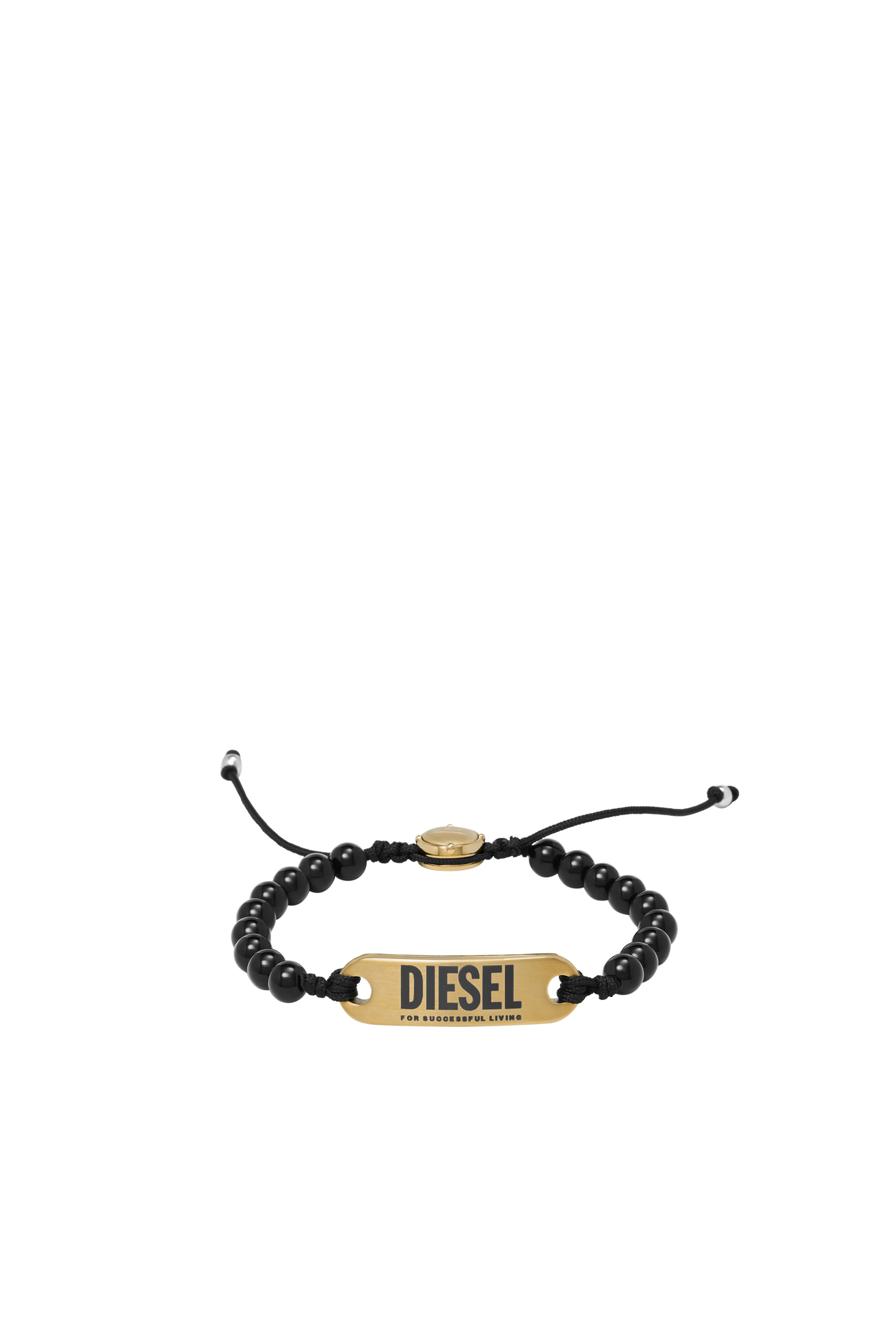 Diesel - DX1360, Hombre Pulsera de cuentas de identificación de ágata negra dorada in Negro - Image 1