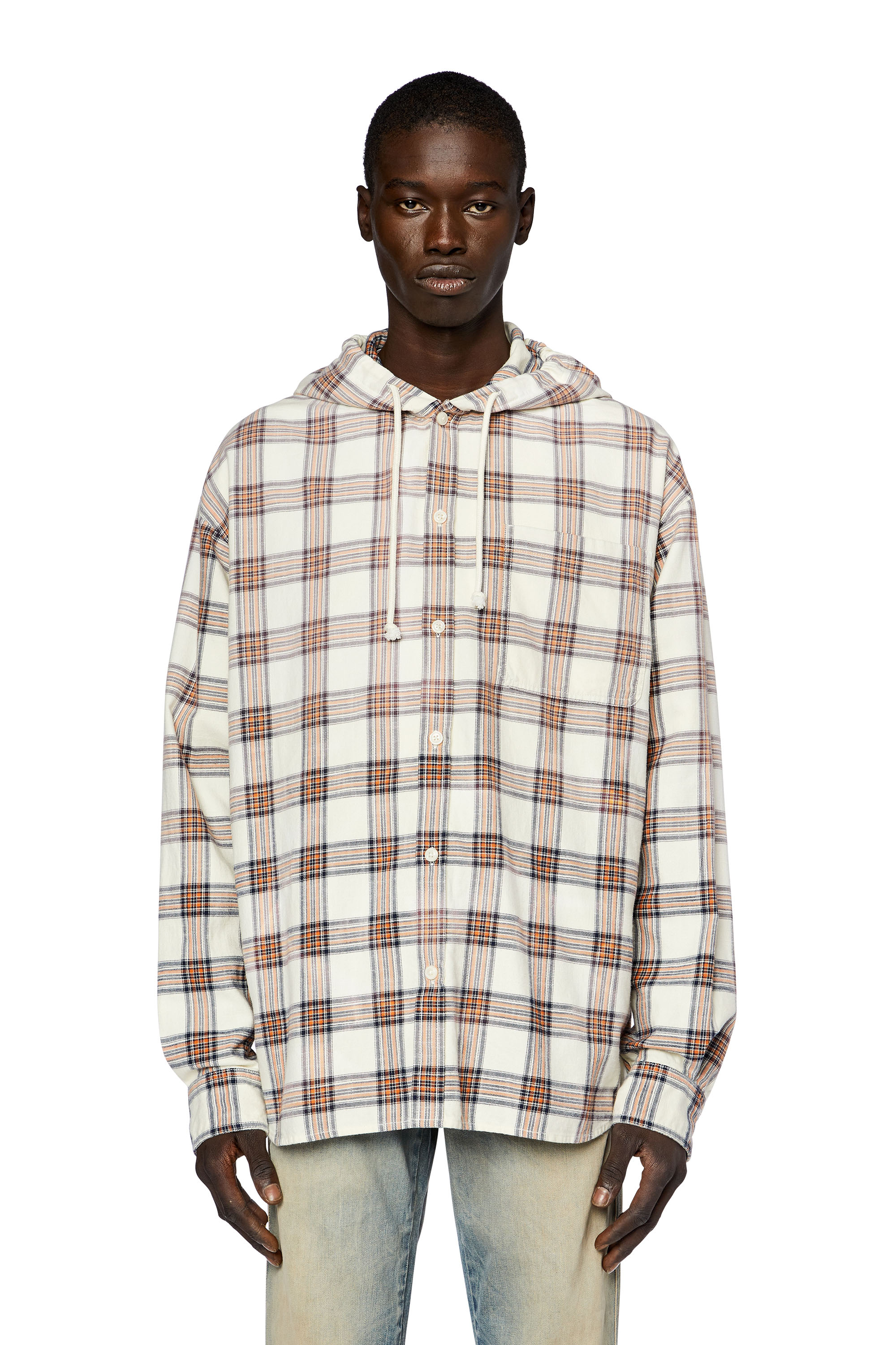Diesel - S-DEWNY-HOOD, Man Hooded overshirt in check cotton flannel in Multicolor - Image 5