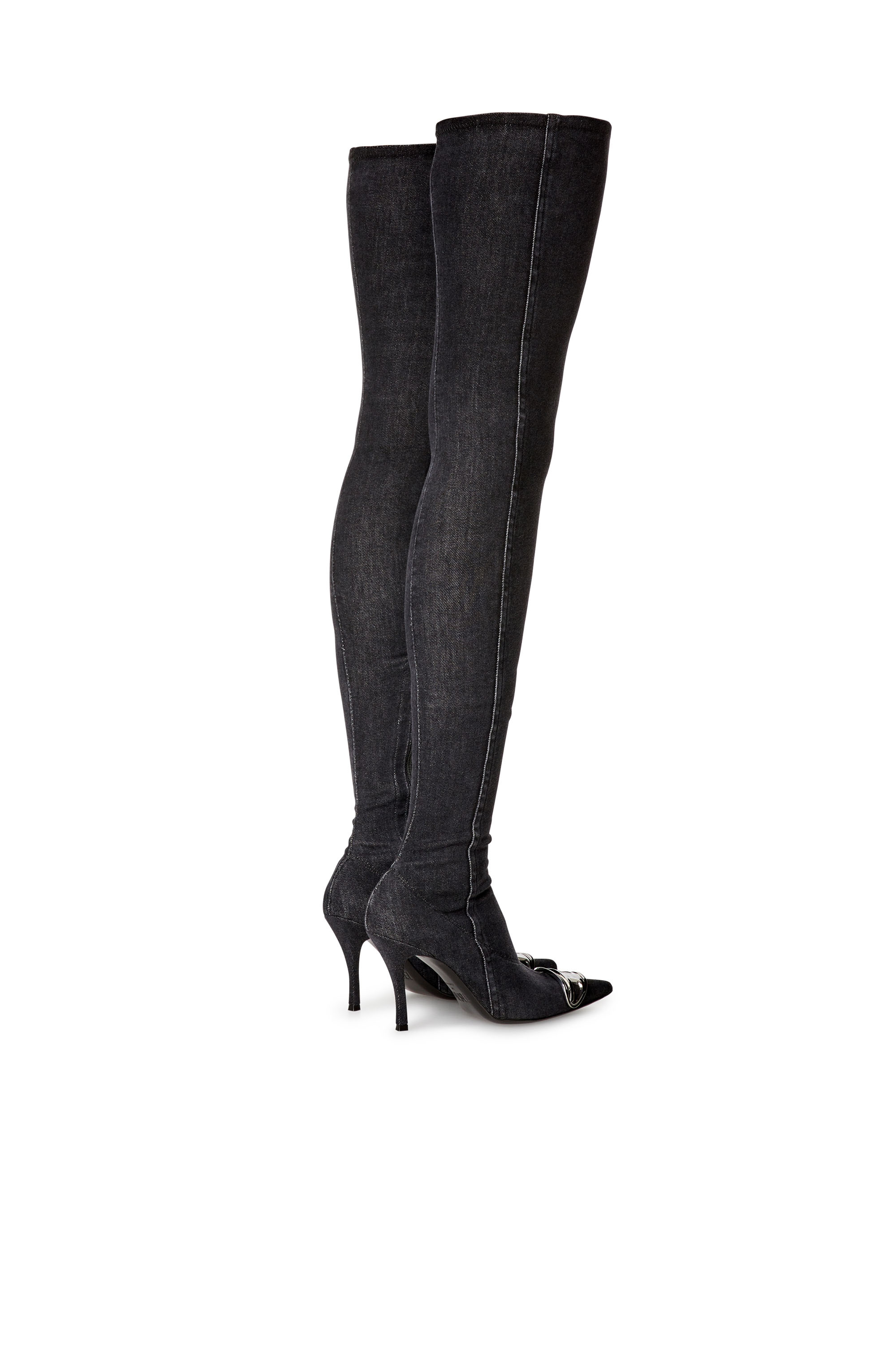 Diesel - D-VENUS TBT D, Woman D-Venus Tbt D Boots - Over-the-knee boots in stretch denim in Black - Image 3