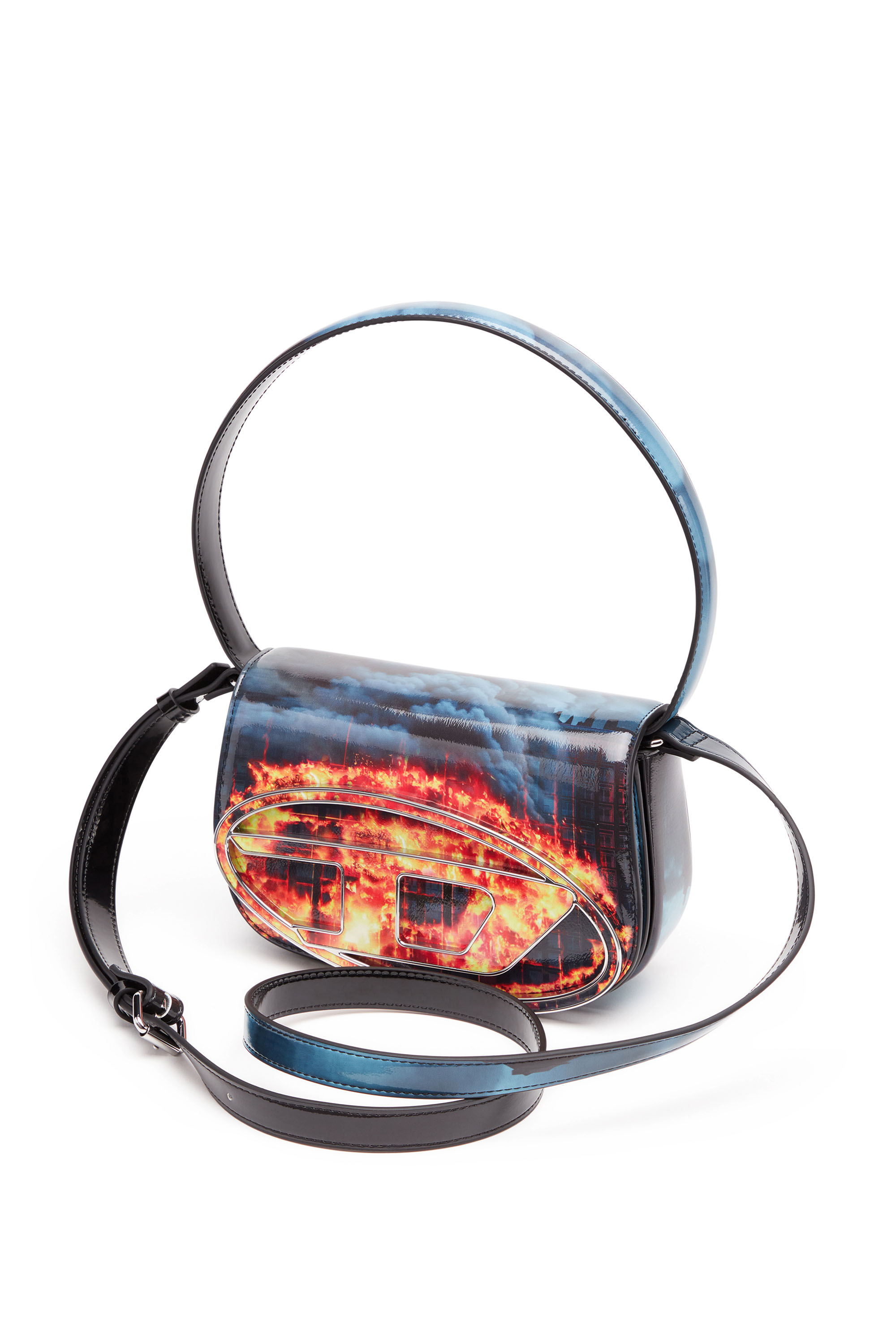 Diesel - 1DR, Mujer 1DR-Bolso de hombro icónico con estampado de llamas in Multicolor - Image 5