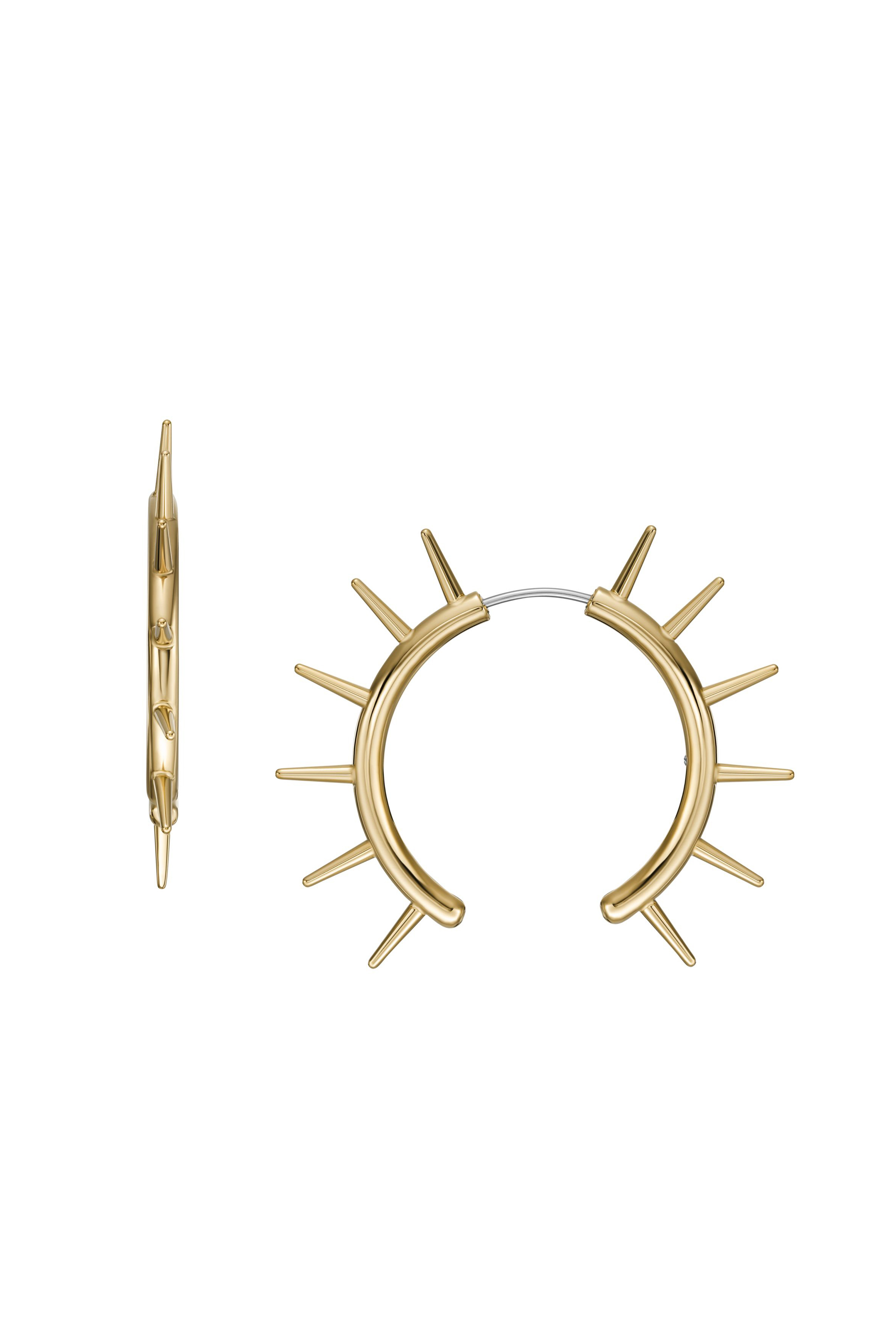 Diesel - DX1452710, Unisex Gold-Tone Stainless Steel Front to Back Earrings in Oro - Image 2