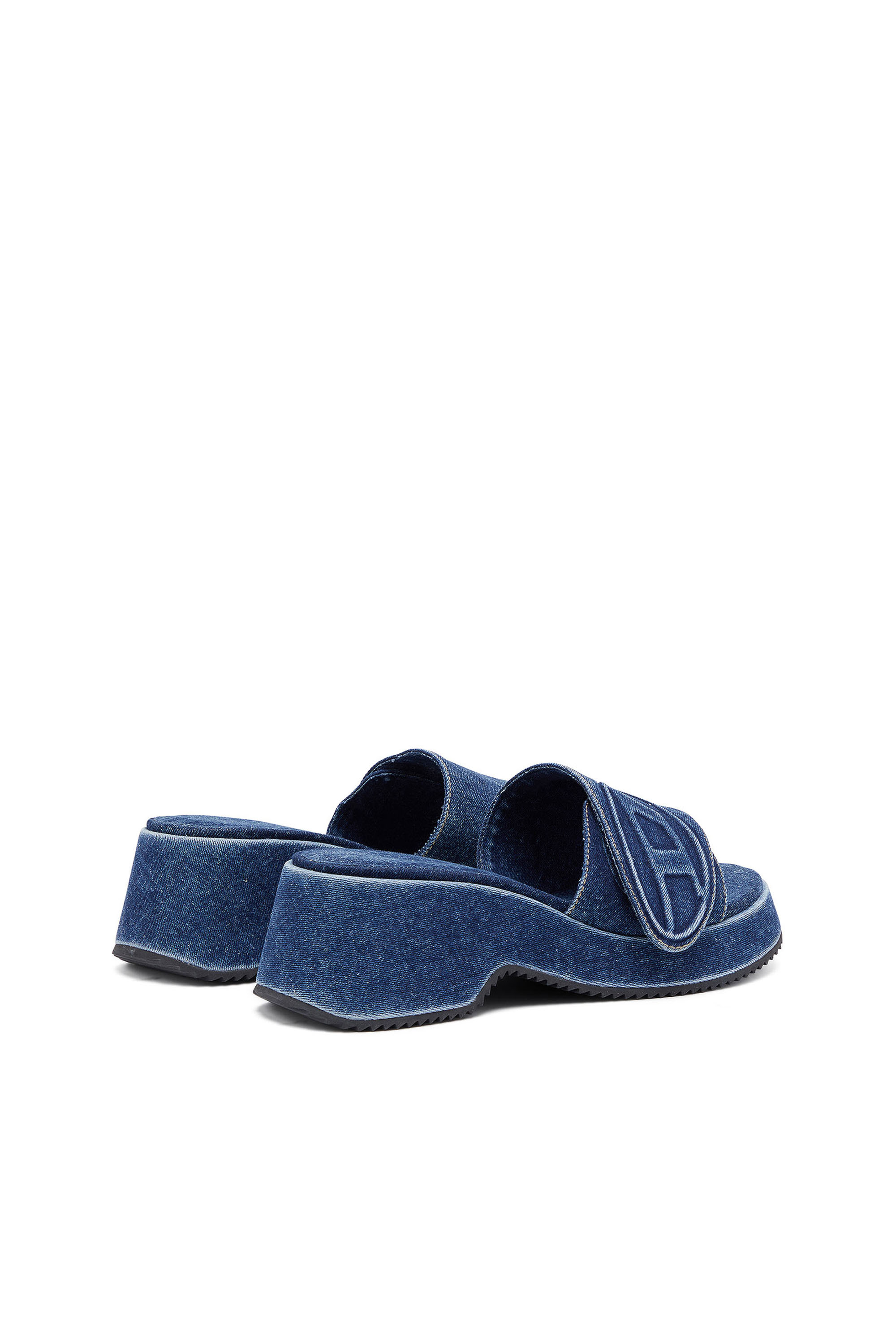 Diesel - SA-OVAL D PF W, Woman Sa-Oval D-Denim slide sandals with Oval D strap in Blue - Image 4