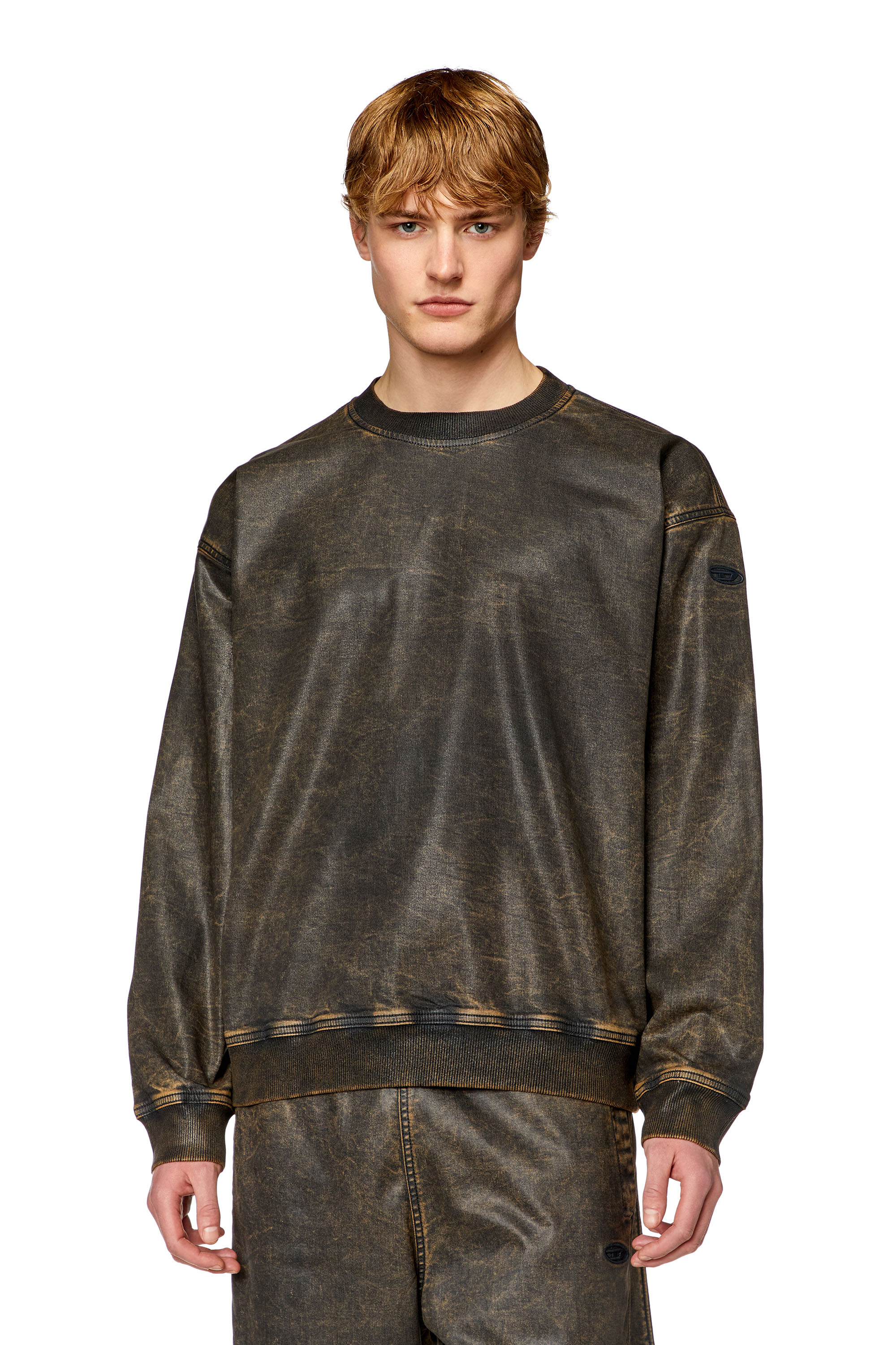 Diesel - D-KRIB-S TRACK, Man Sweatshirt in marble-coated Track Denim in Multicolor - Image 1