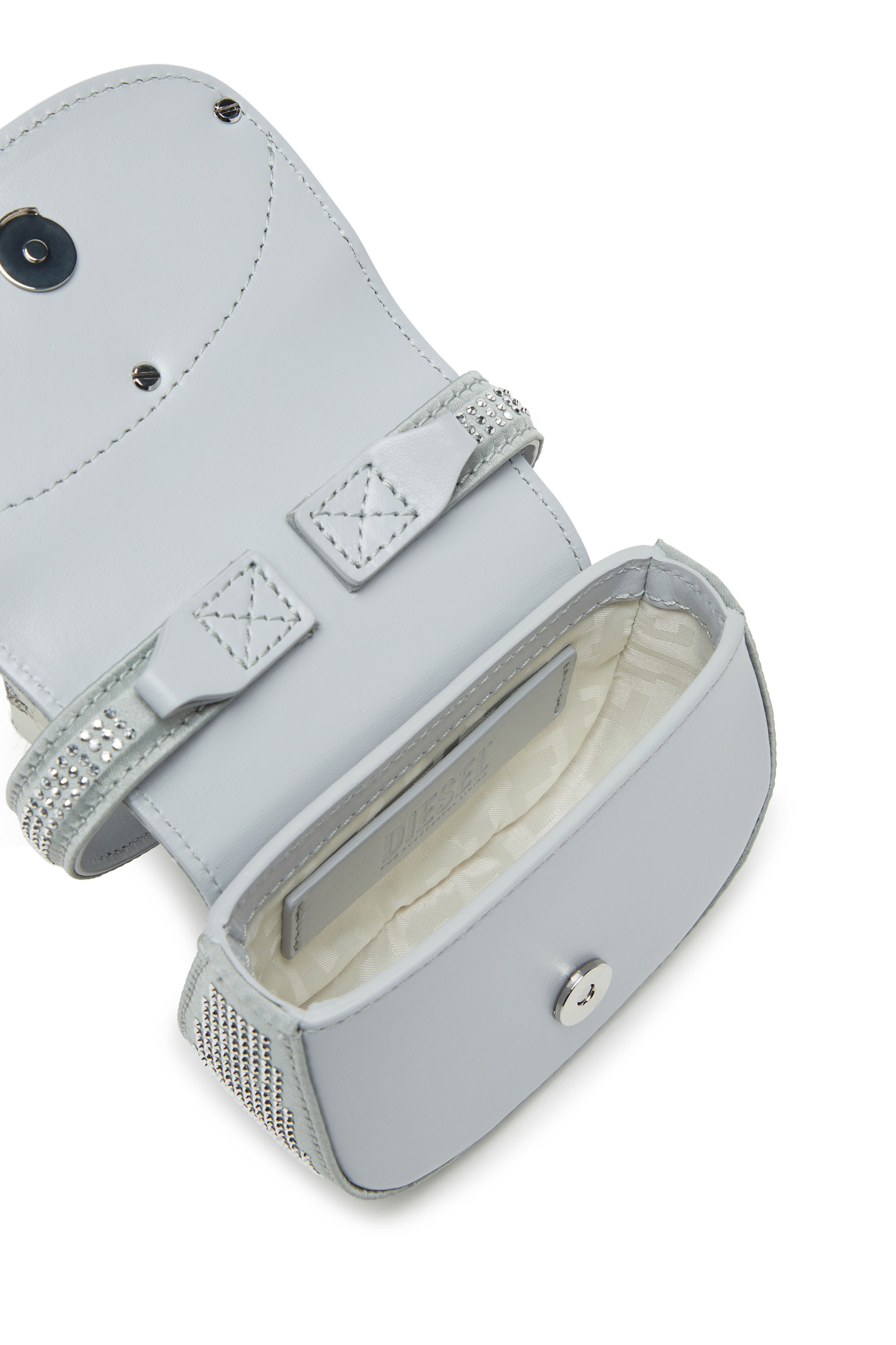 Diesel - 1DR XS, Woman 1DR XS Cross Bodybag - Iconic mini bag in crystal satin in Silver - Image 4