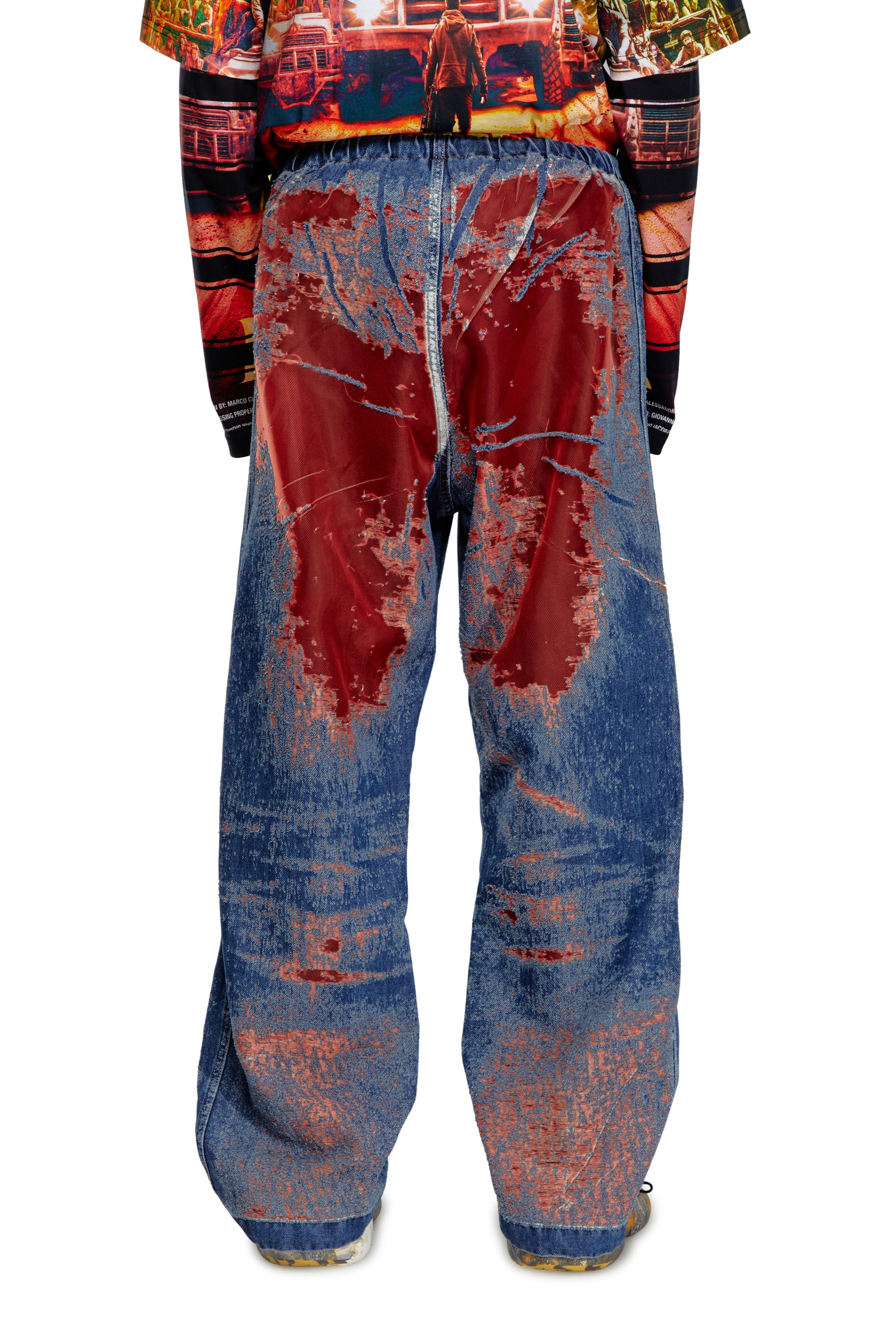 Diesel - Man Straight Jeans D-Martial 068MI, Blue/Red - Image 3