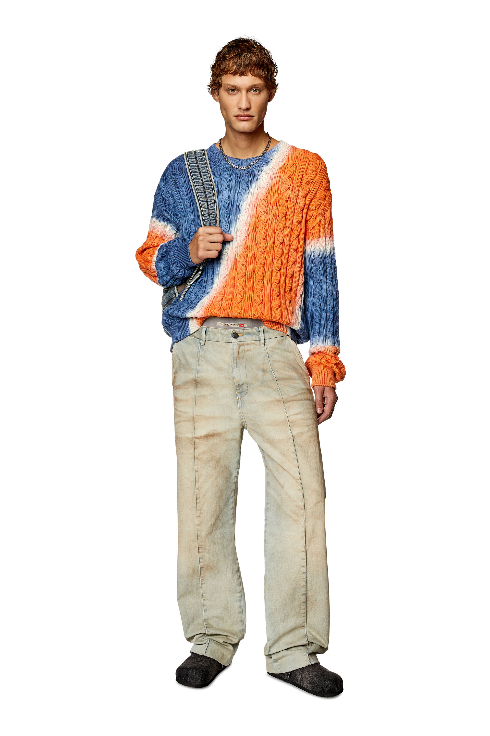 Diesel - K-JANCI, Man Tie-dye jumper in cable-knit cotton in Multicolor - Image 5