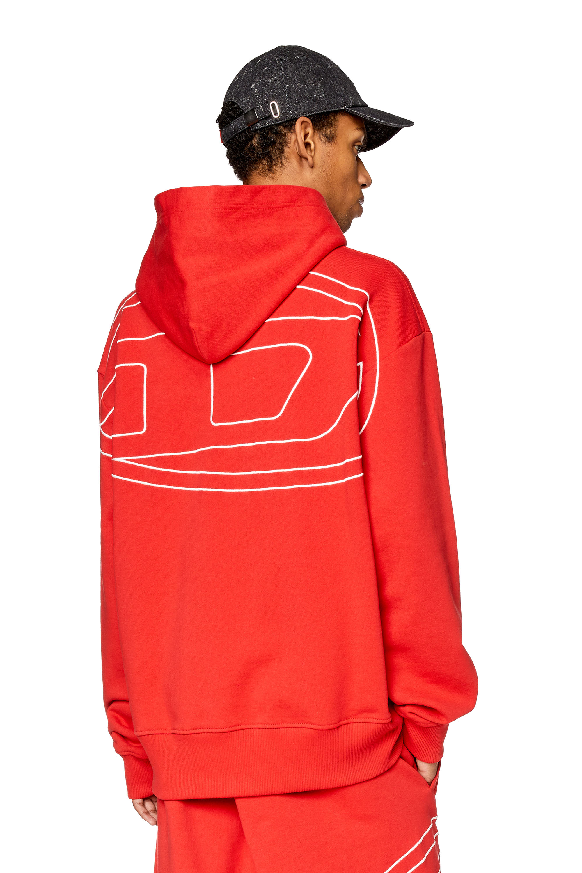 Diesel - S-MACS-HOOD-MEGOVAL-D, Man Hoodie with logo embroidery in Red - Image 1