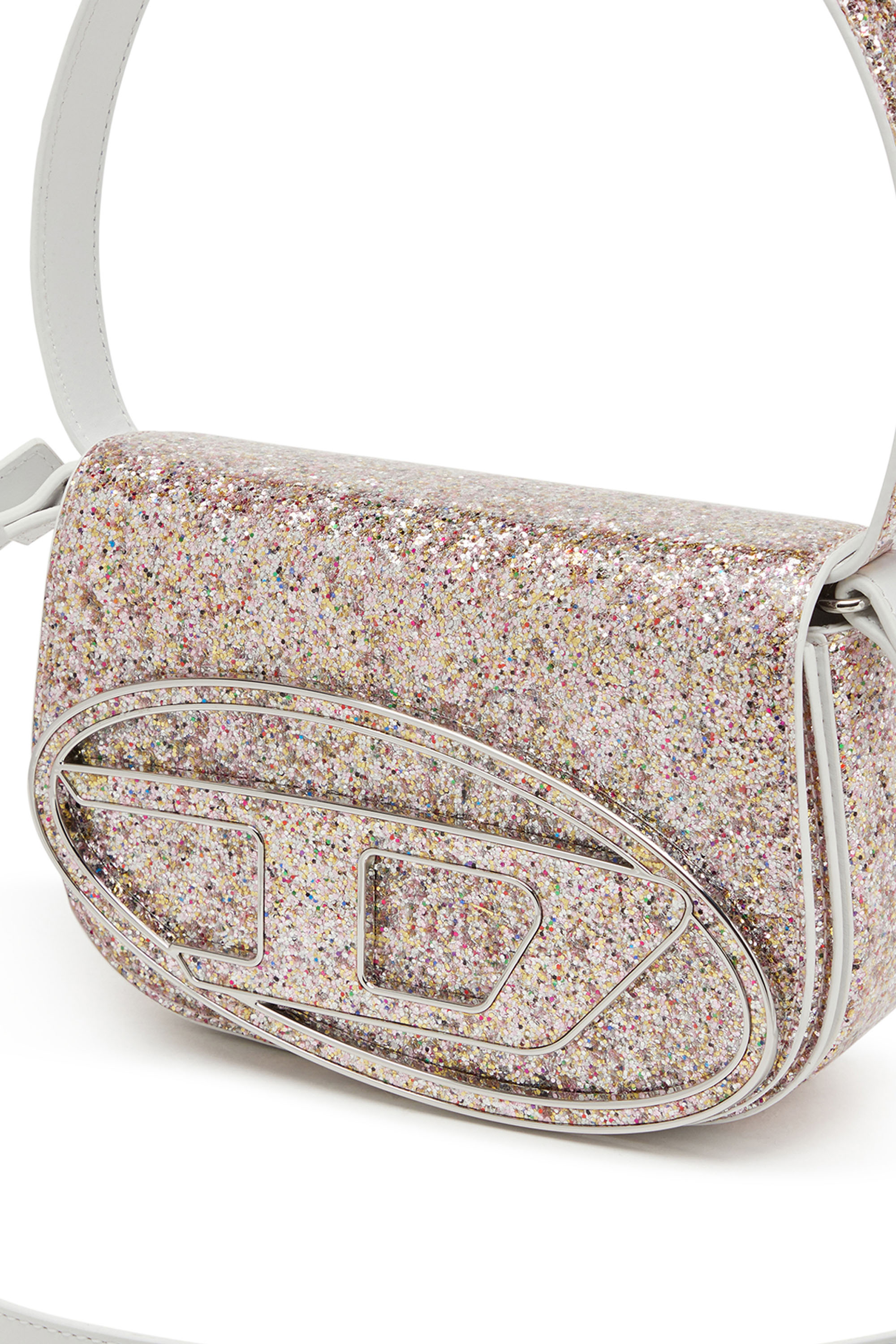 Diesel - 1DR, Woman 1DR-Iconic shoulder bag with macro glitter in Pink - Image 5