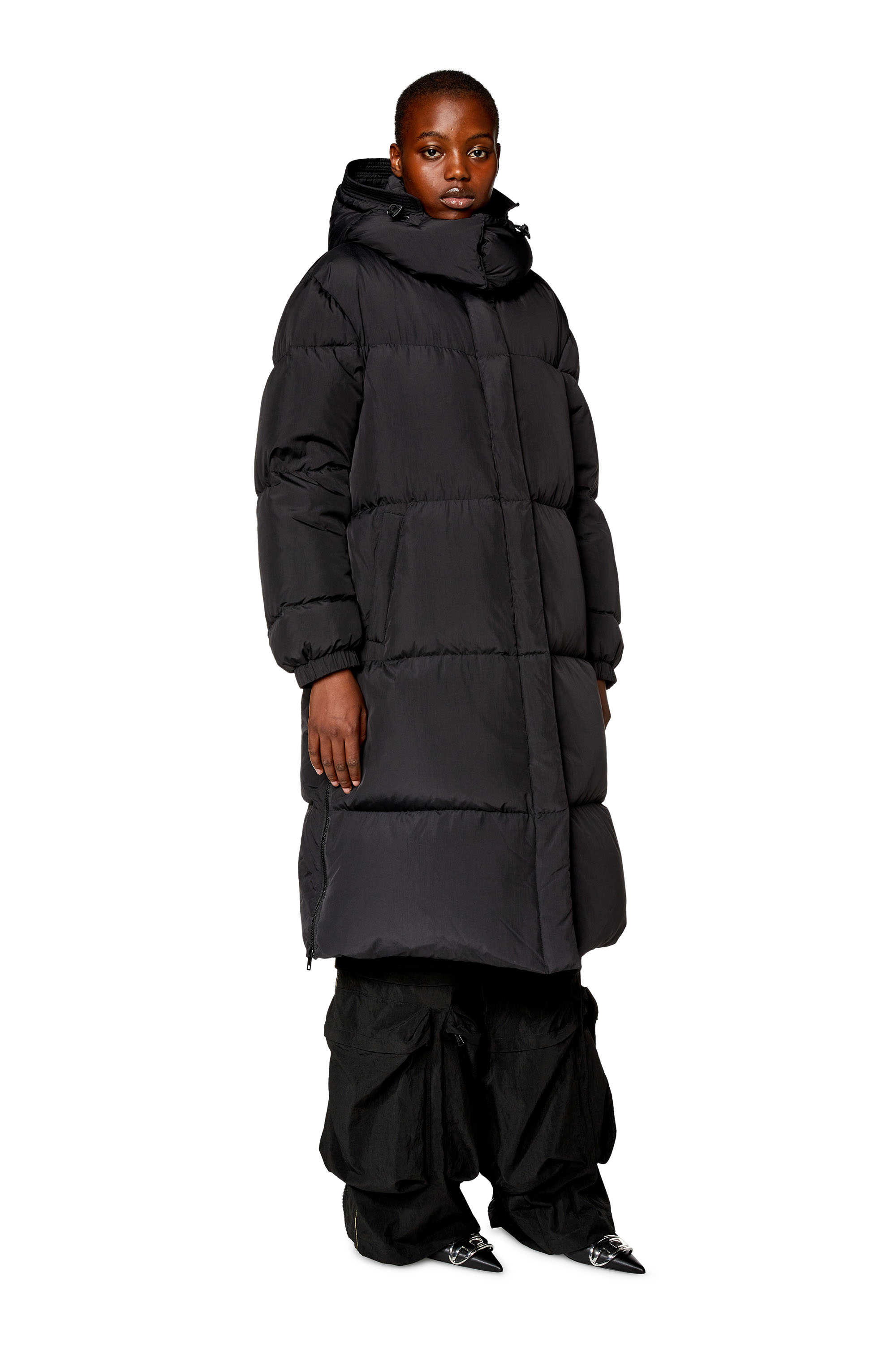 Diesel - W-PEYT, Woman Down coat in recycled nylon taslan in Black - Image 2