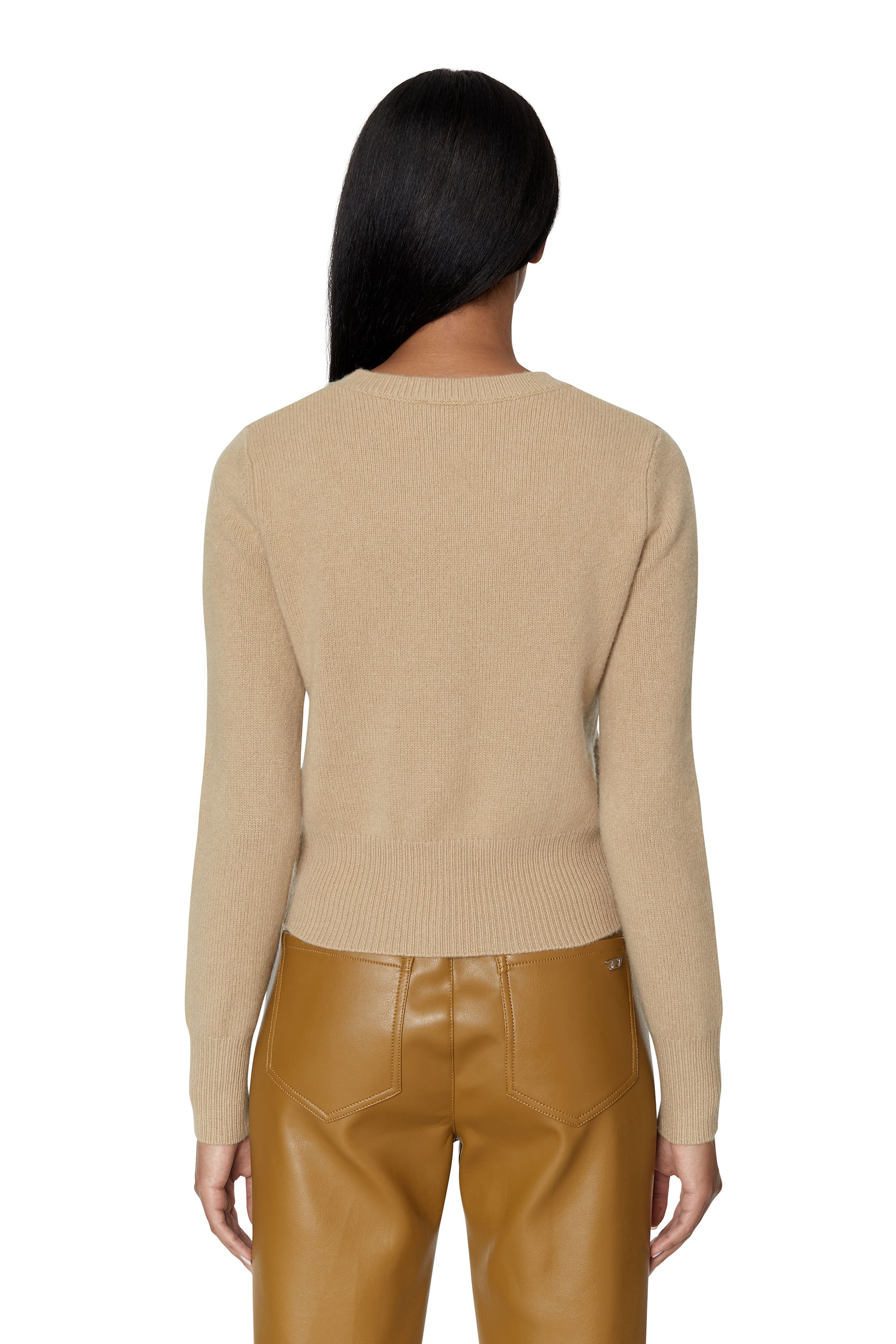 Diesel - M-AREESA, Mujer Jersey con logotipo recortado bordado in Beige - Image 3