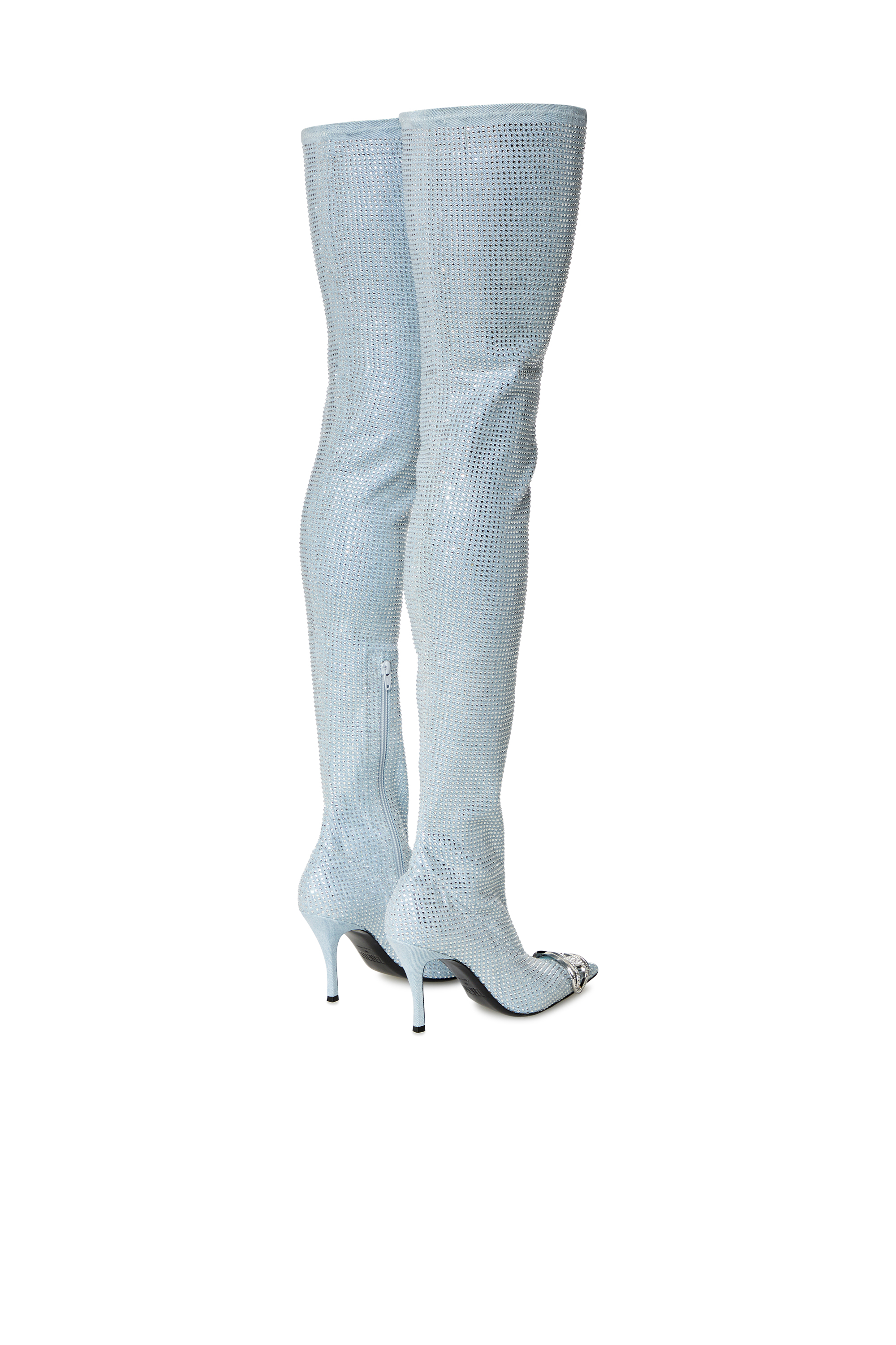 Diesel - D-VENUS TBT, Mujer D-Venus Tbt Boots - Botas por encima de la rodilla en denim con piedras in Azul marino - Image 3