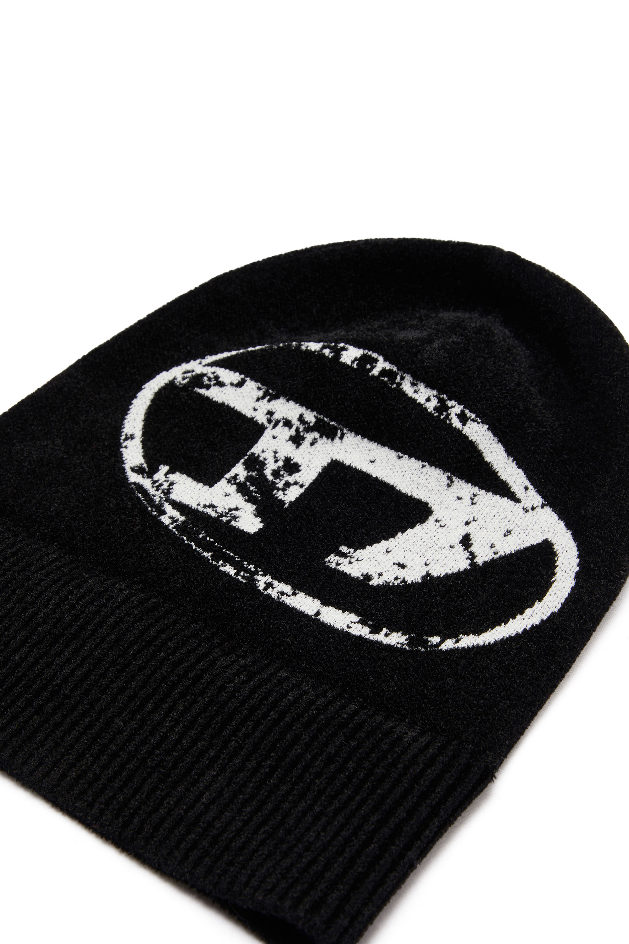 Diesel - K-URIUS, Unisex Gorro con logotipo oval D desgastado in Negro - Image 3