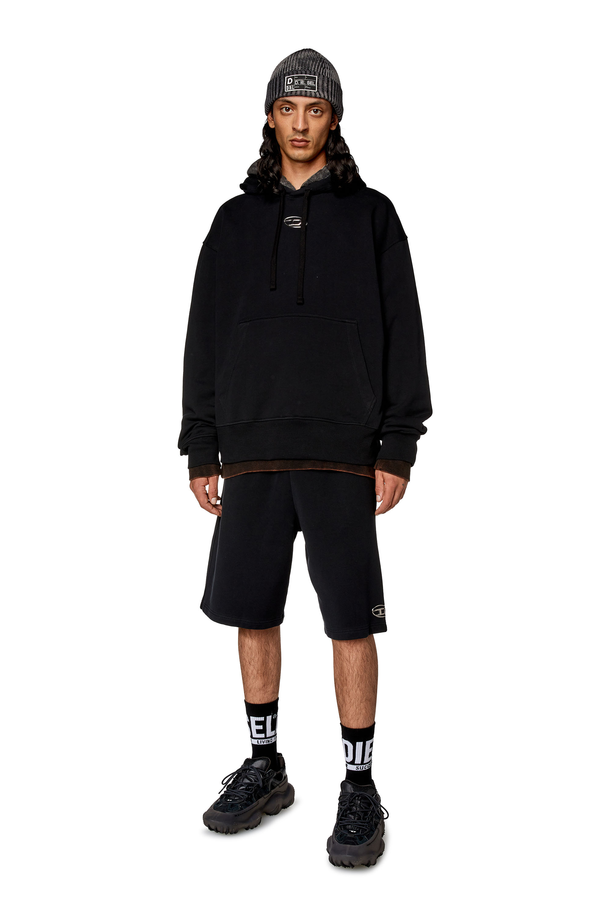 Diesel - S-MACS-HOOD-OD, Man Oversized hoodie with metallic logo in Black - Image 2