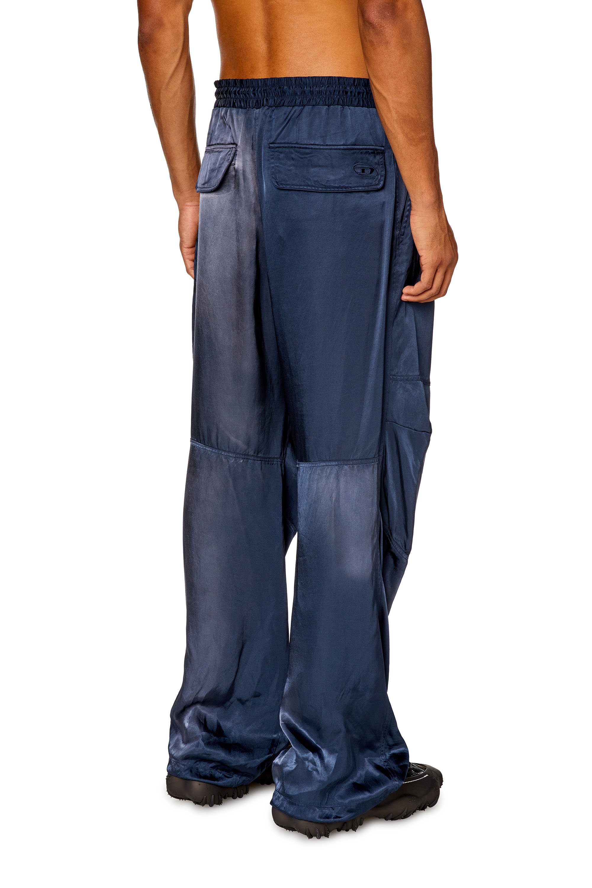 Diesel - P-MARTY, Man Oversized satin cargo pants in Blue - Image 2