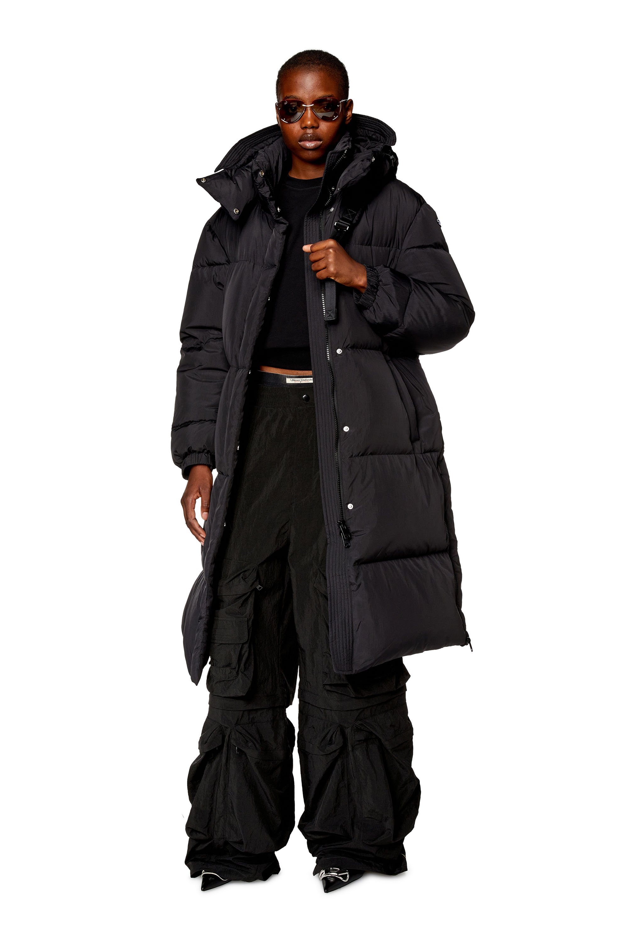 Diesel - W-PEYT, Woman Down coat in recycled nylon taslan in Black - Image 1