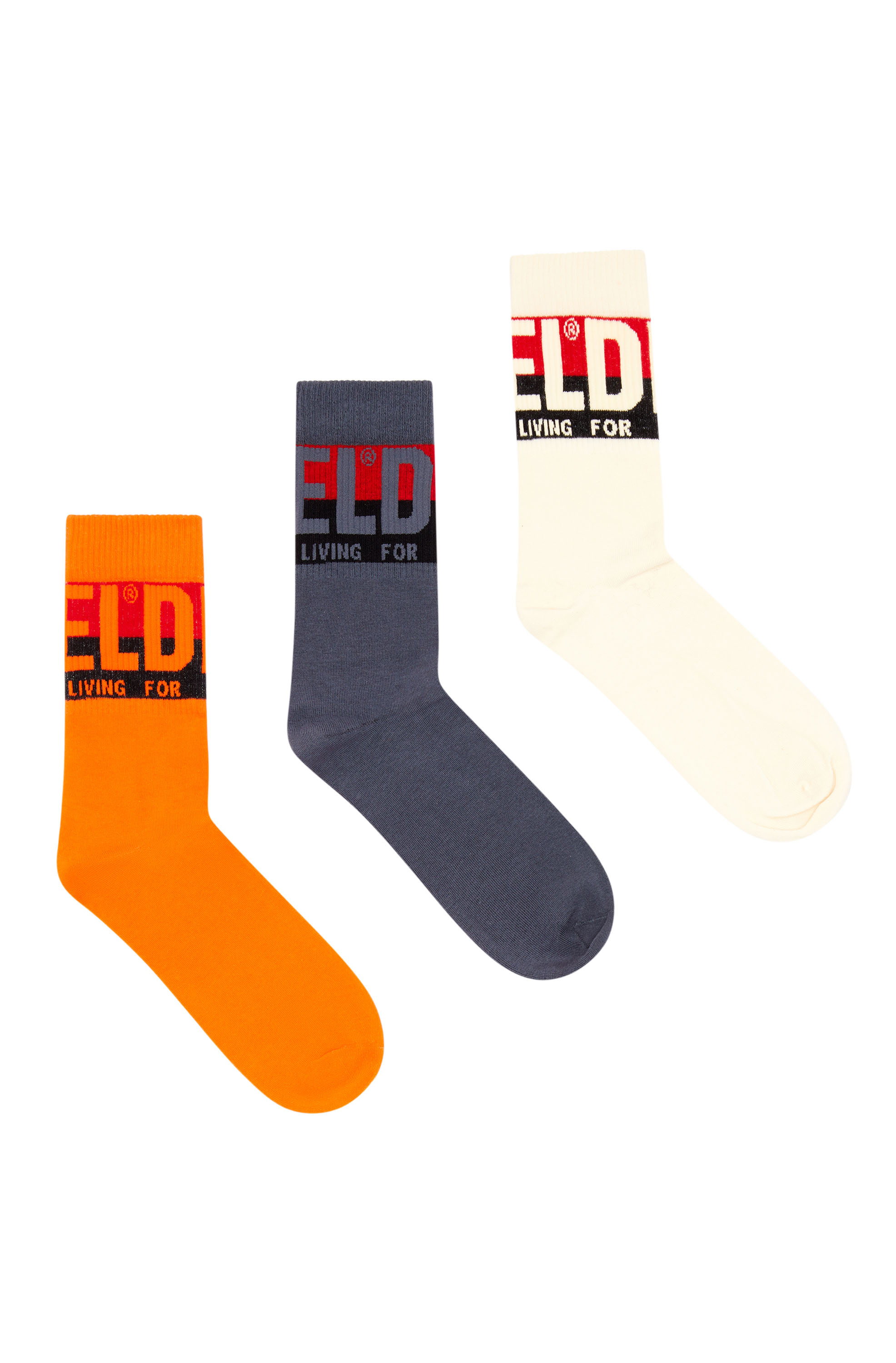 Diesel - SKM-RAY-THREEPACK, Man Three-pack of socks with logo cuffs in Multicolor - Image 1