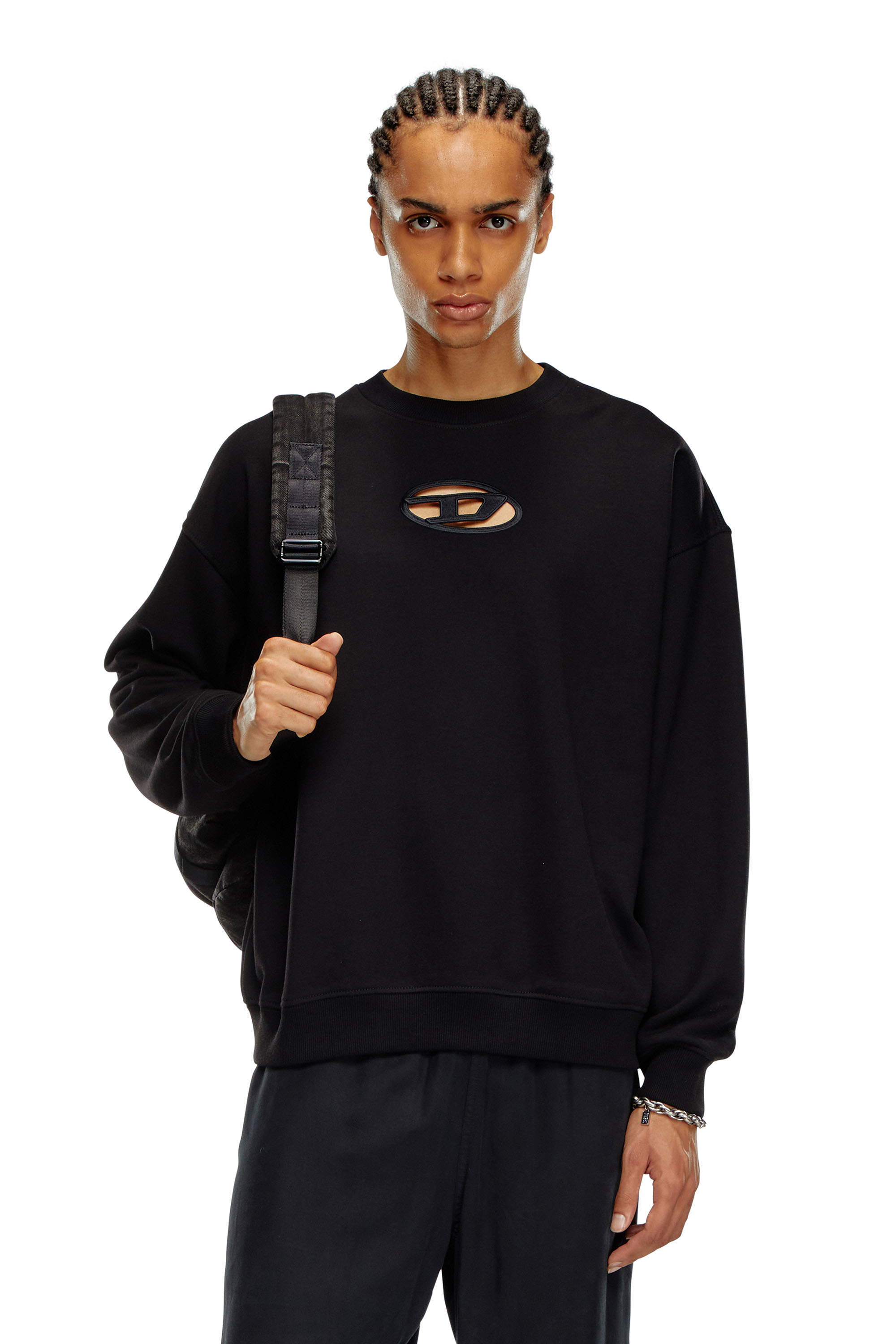 Diesel - S-BOXT-OD, Hombre Sudadera con logotipo Oval D recortado in Negro - Image 1