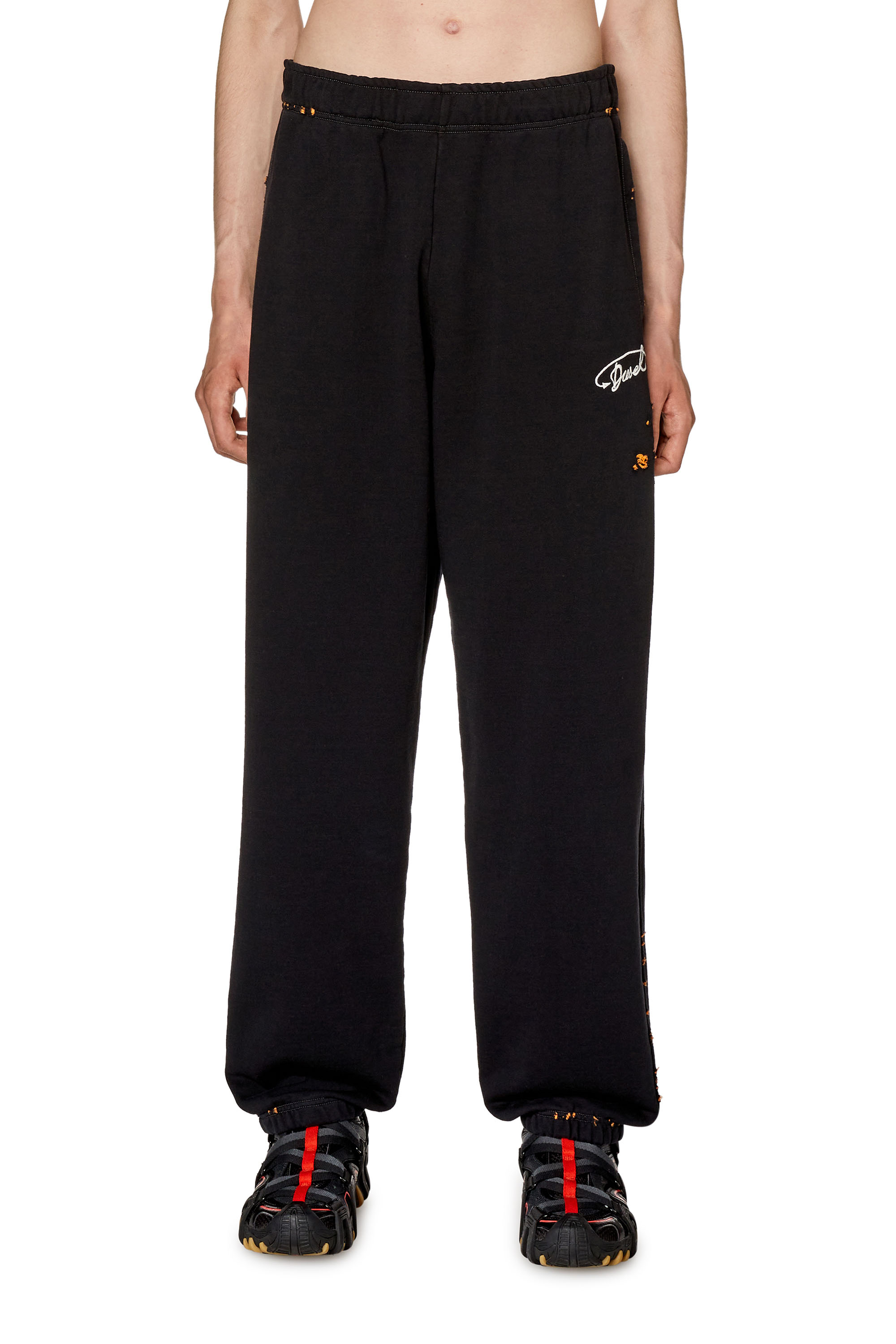 Diesel - P-MARKY-POCK, Man Track pants with destroyed detailing in Black - Image 1