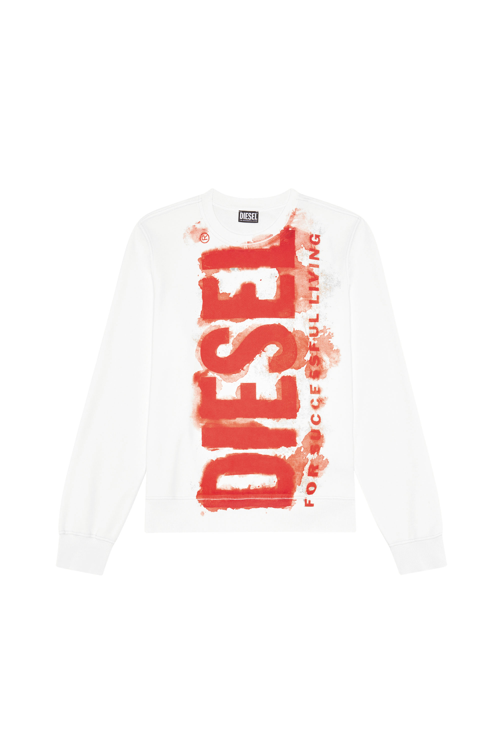 Diesel - S-GINN-E5, Man Sweatshirt with bleeding-effect logo in White - Image 6