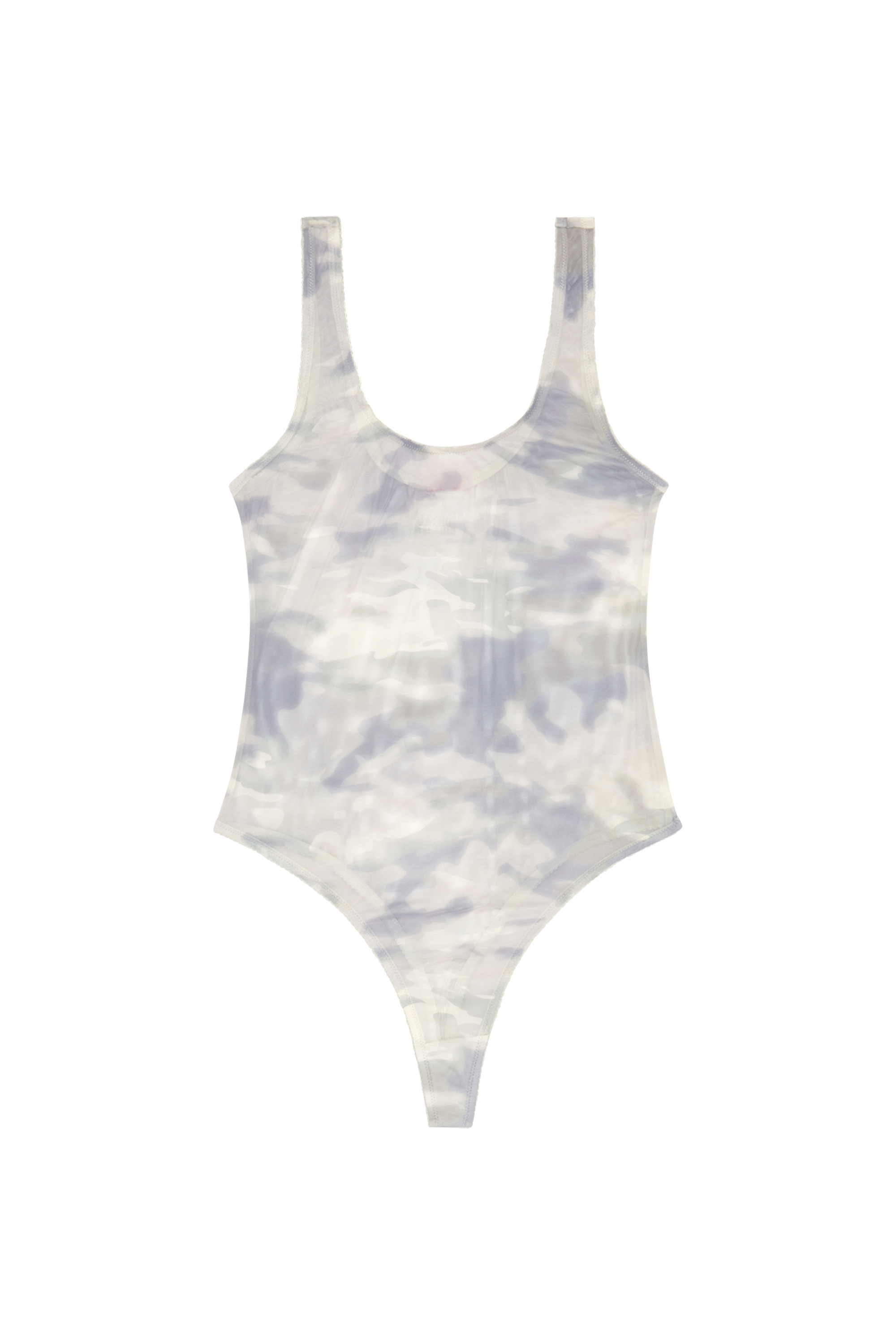 Diesel - UFBY-YOMA, Mujer Body tipo tanga de malla elástica con estampado de camuflaje in Gris - Image 4