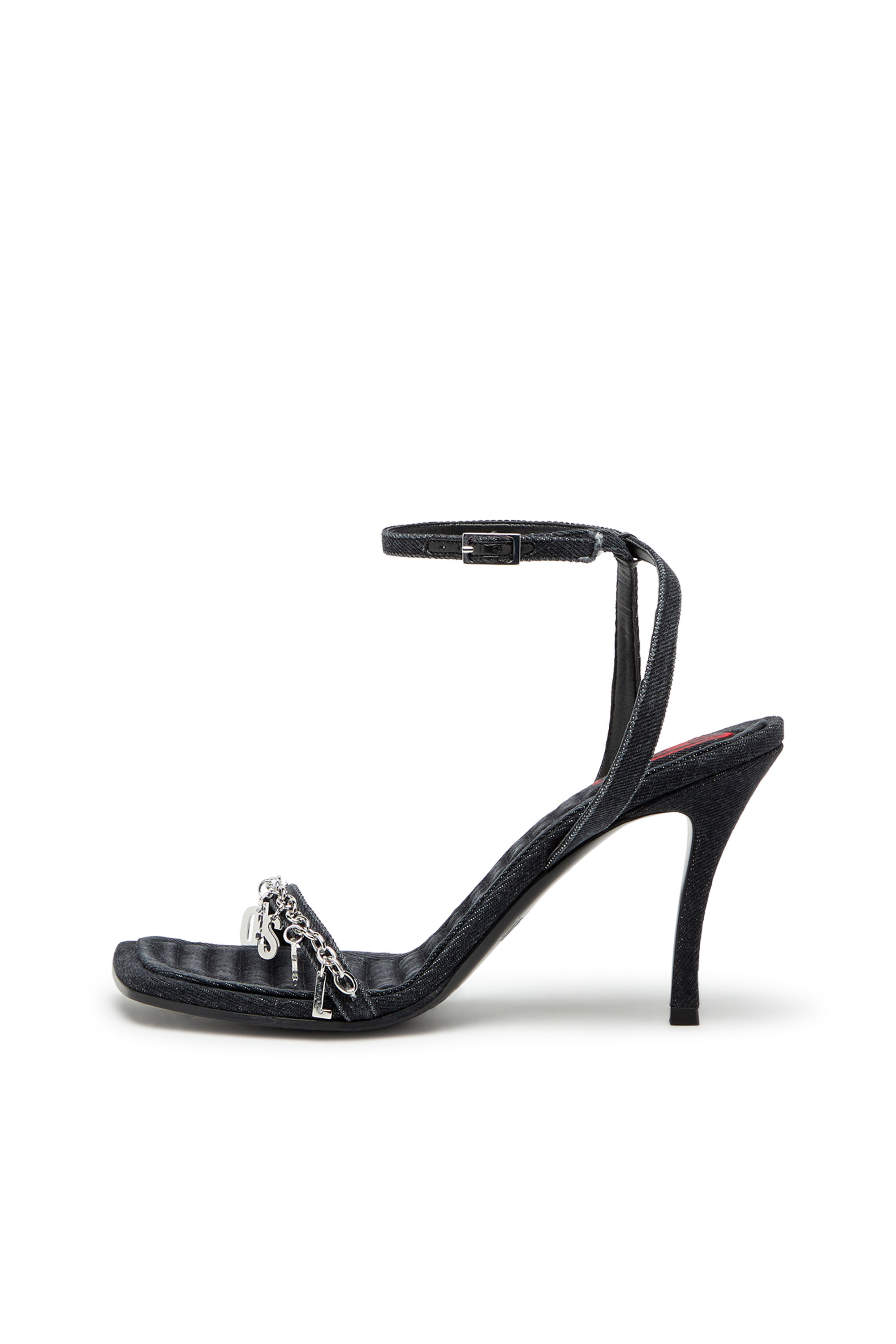 Diesel - D-VINA SDL, Woman D-Vina Sdl Sandals - Denim sandals with Diesel charms in Black - Image 6