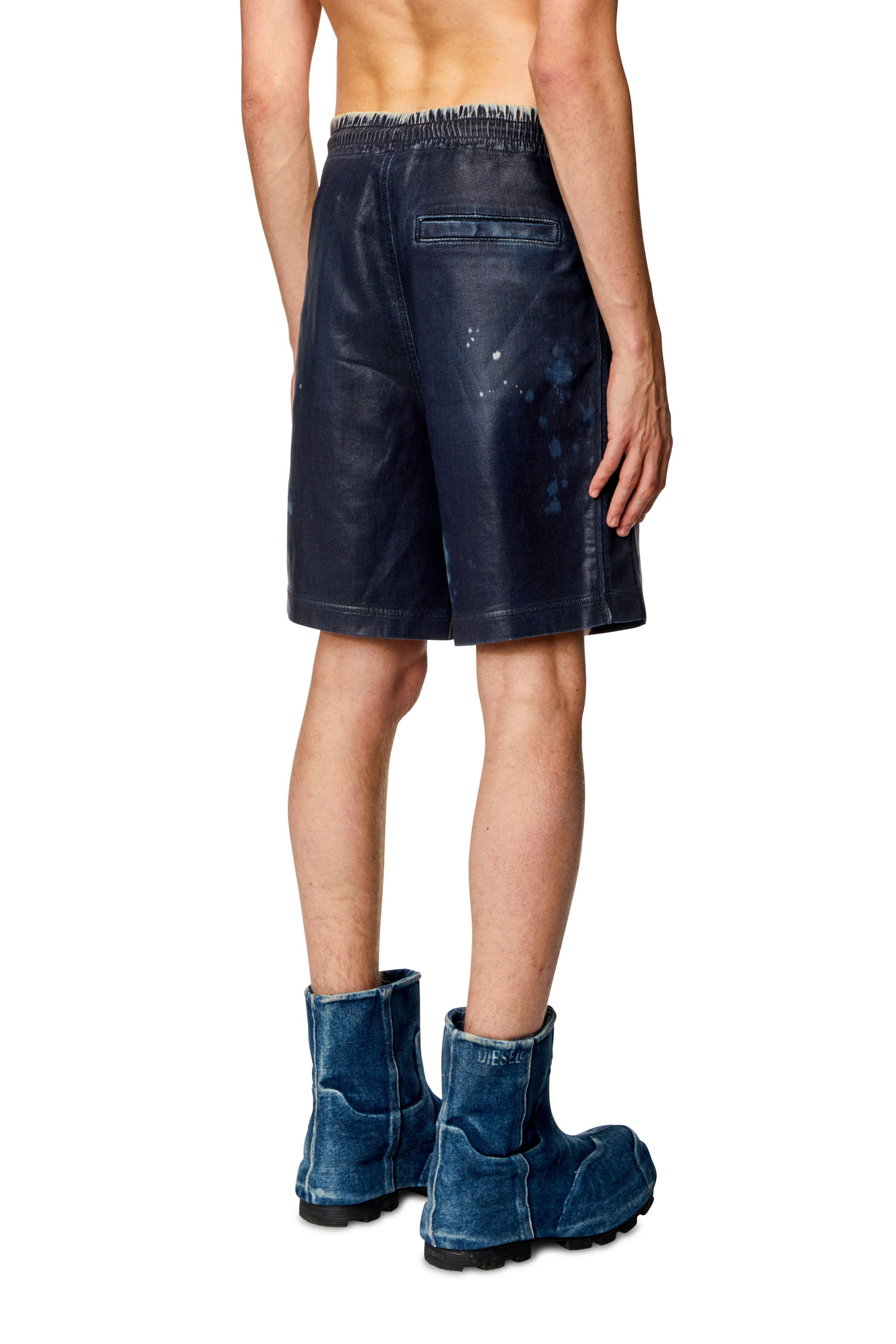 Diesel - D-BOXY-S TRACK, Man Shorts in coated Track Denim in Blue - Image 2