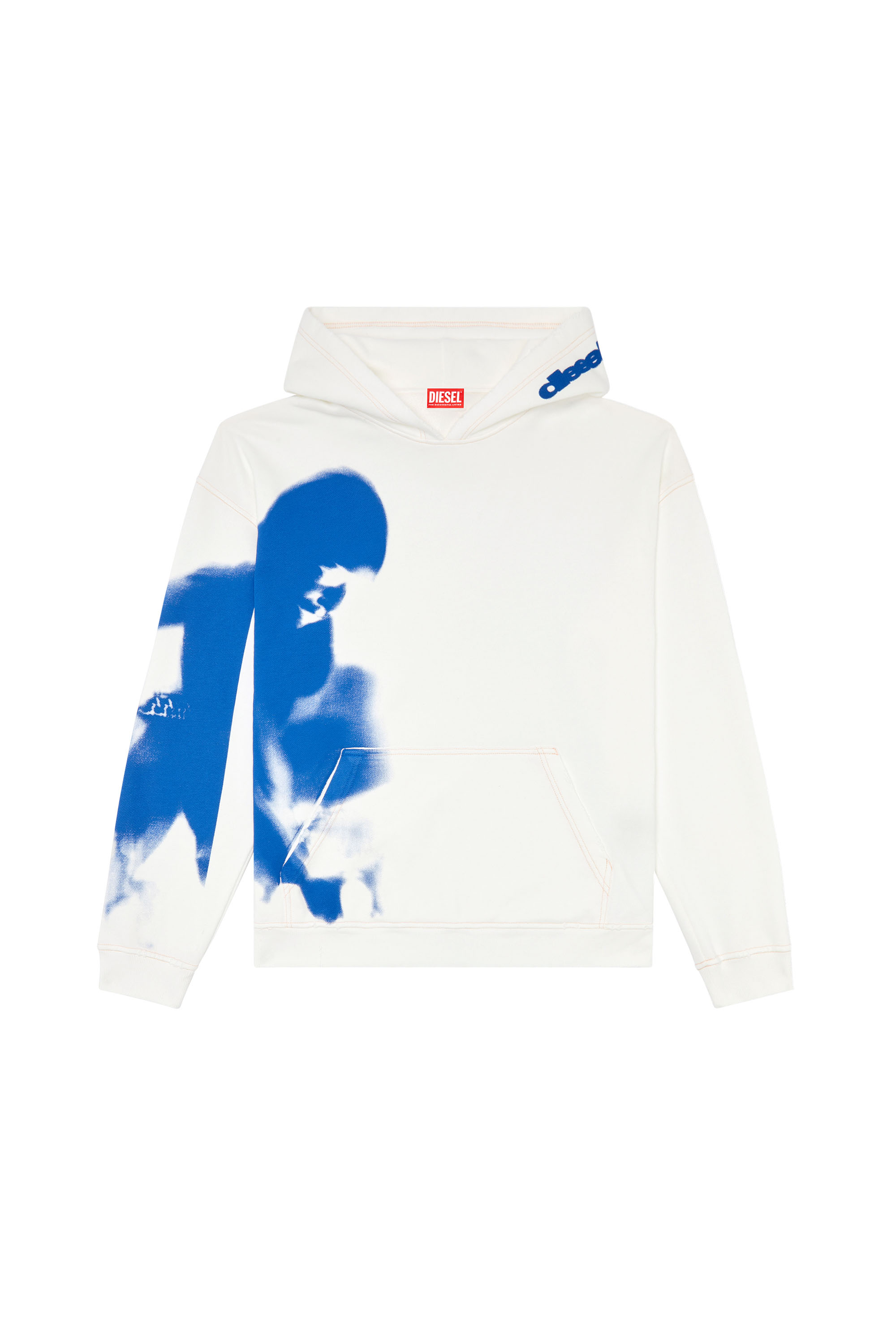 Diesel - S-BOXT-HOOD-N4, Man Distressed hoodie with smudgy print in White - Image 4