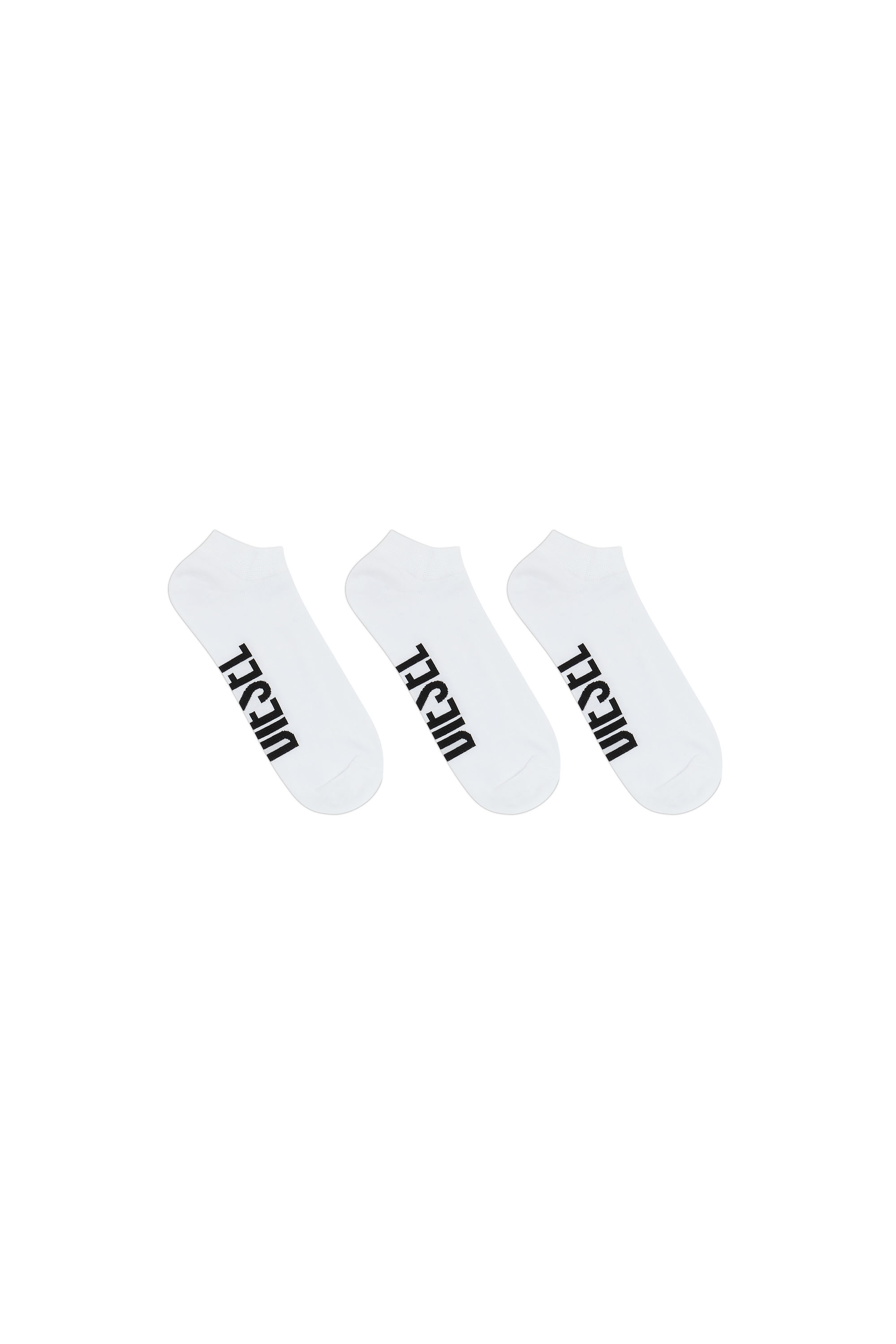 Diesel - SKM-GOST-THREEPACK, Hombre Paquete de tres calcetines de corte bajo con logotipo in Blanco - Image 1
