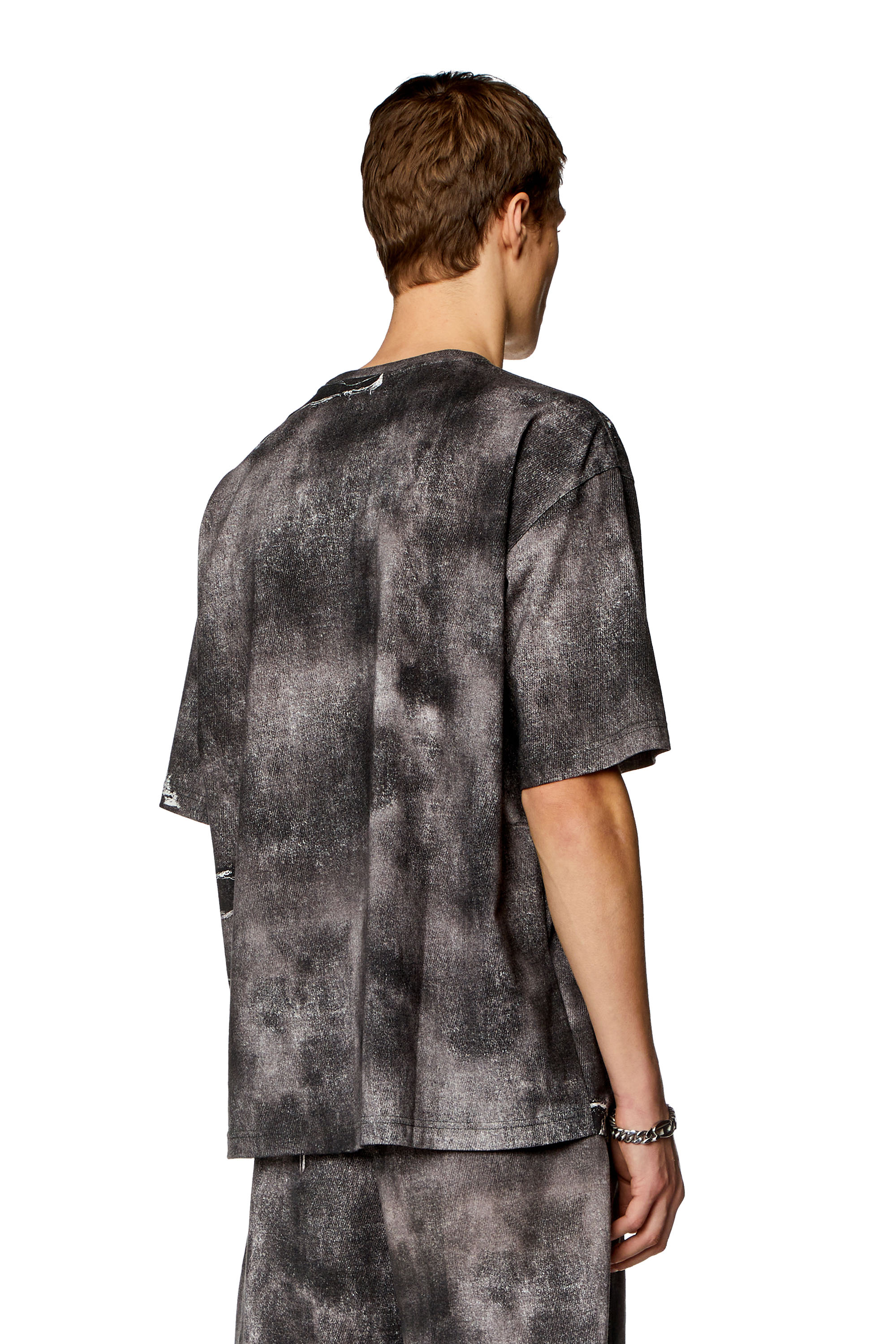 Diesel - T-WASH-N2, Man T-shirt with trompe l'oeil denim print in Black - Image 2
