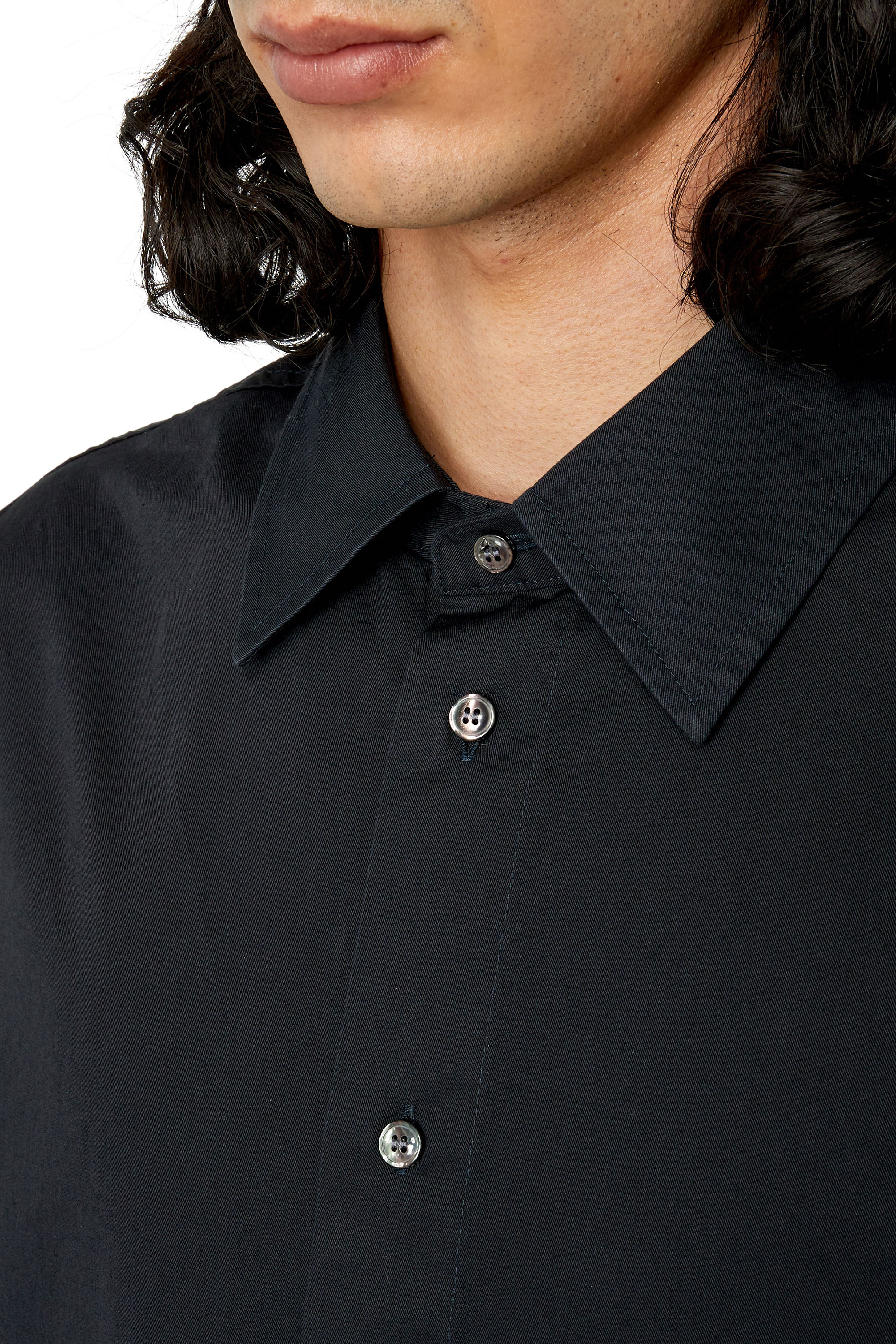 Diesel - S-LIMO-LOGO, Man Shirt with maxi logo embroidery in Black - Image 4