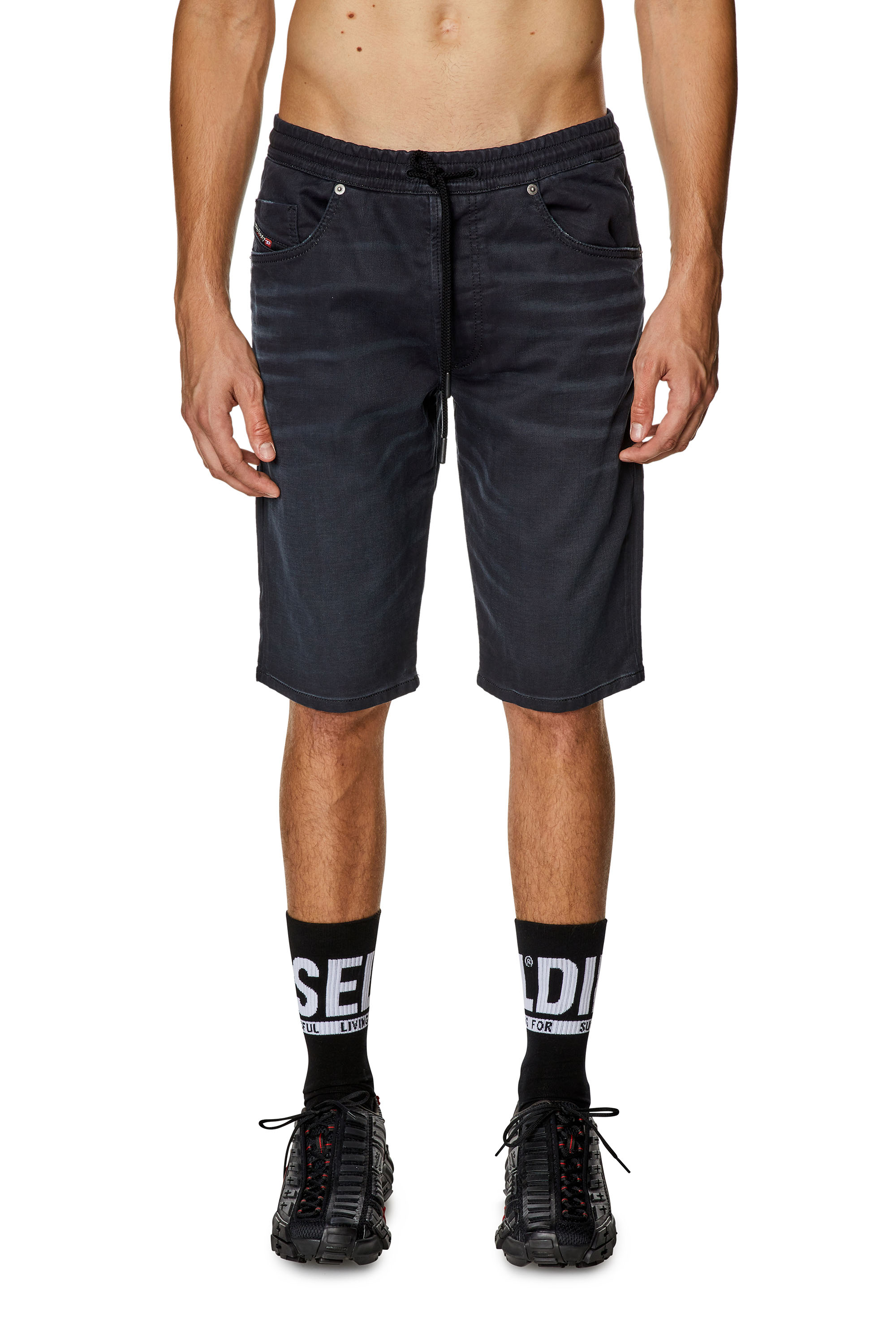 Diesel - 2033 D-KROOLEY-SHORT JOGG, Man Chino shorts in JoggJeans in Black - Image 1