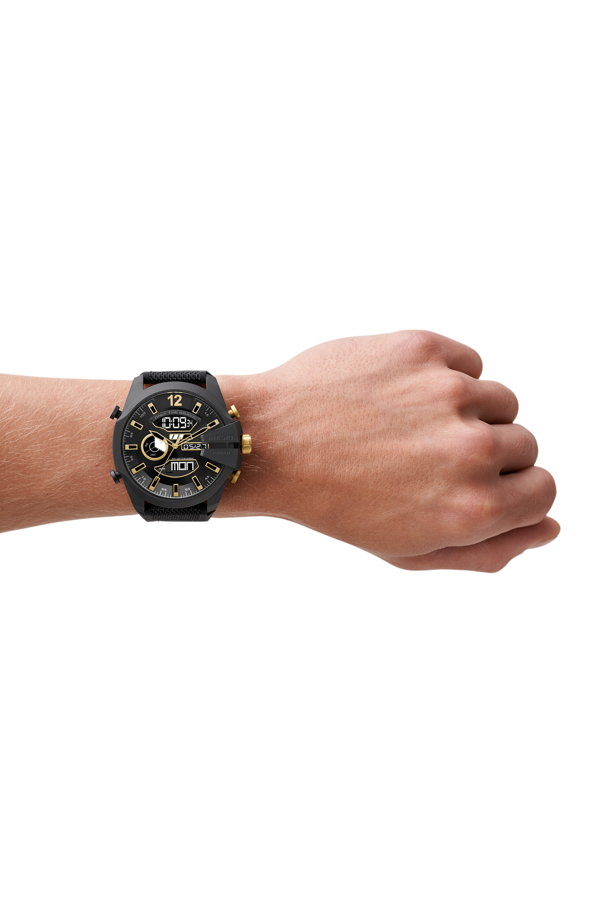 Diesel - DZ4552, Man Mega Chief analog-digital black nylon and silicone watch in Black - Image 4