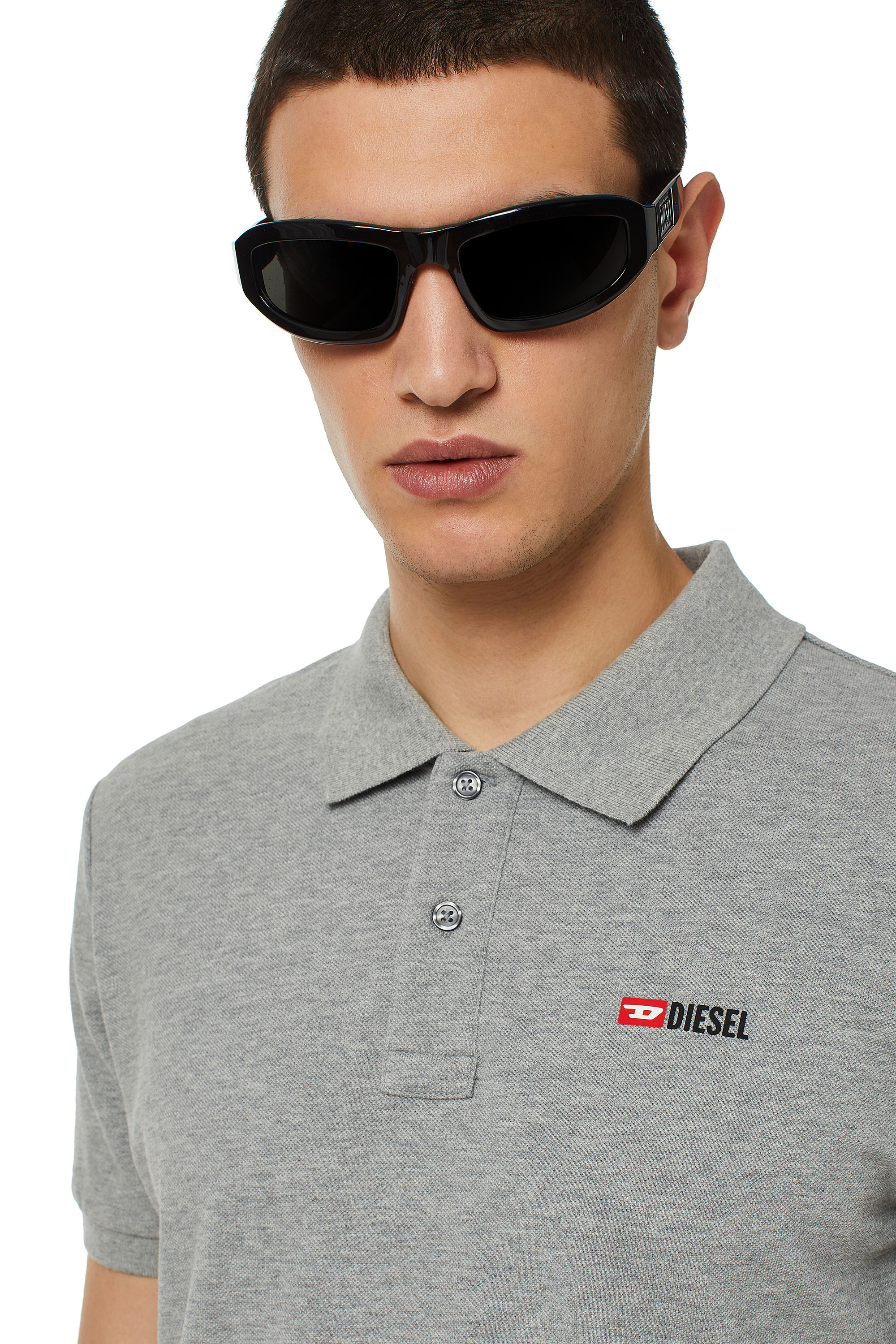 Diesel - T-SMITH-DIV, Man Polo shirt with 3D logo in Grey - Image 3