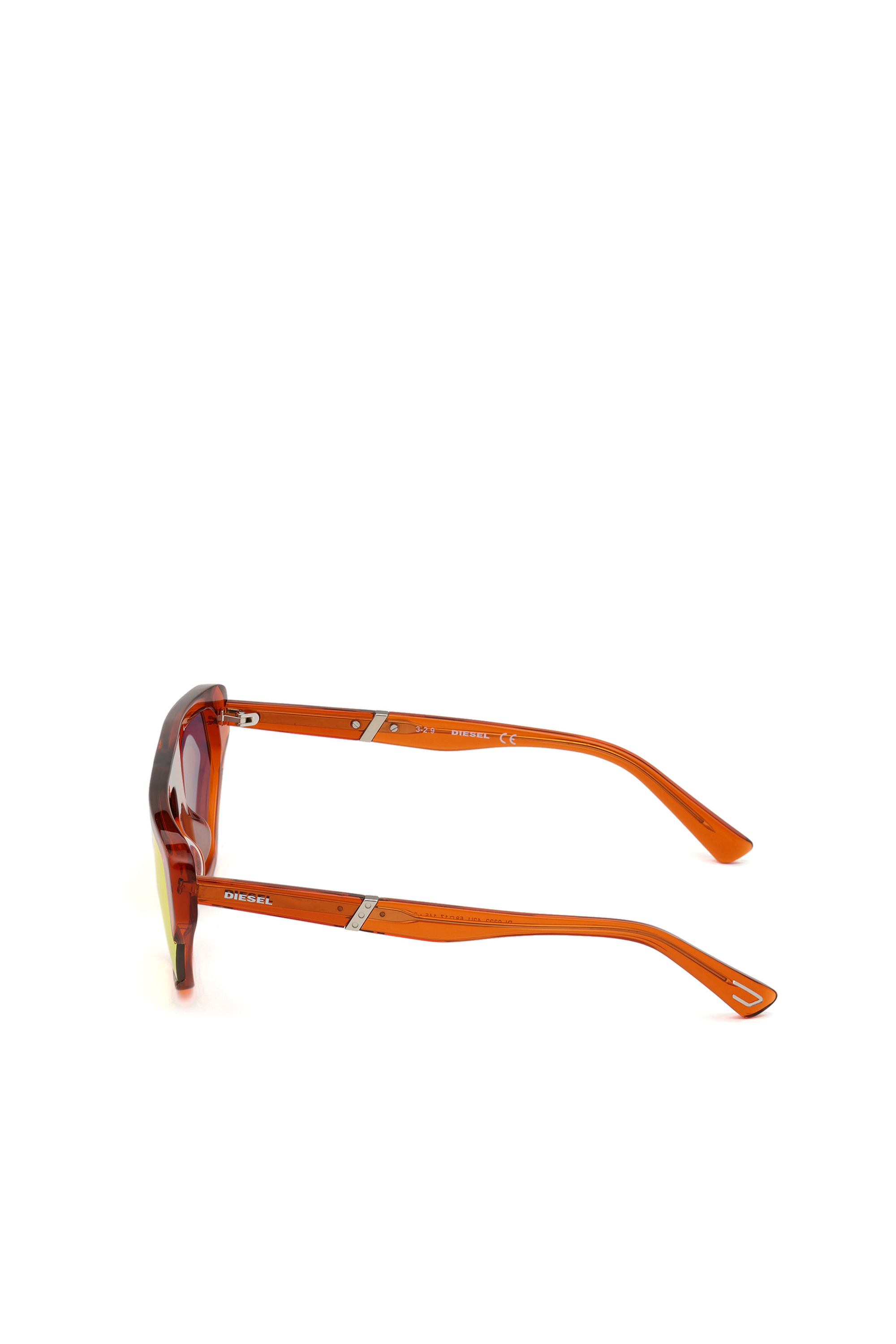 Diesel - DL0322, Unisex Geometric pilot wrap around frame in acetate with extended lenses in Orange - Image 3
